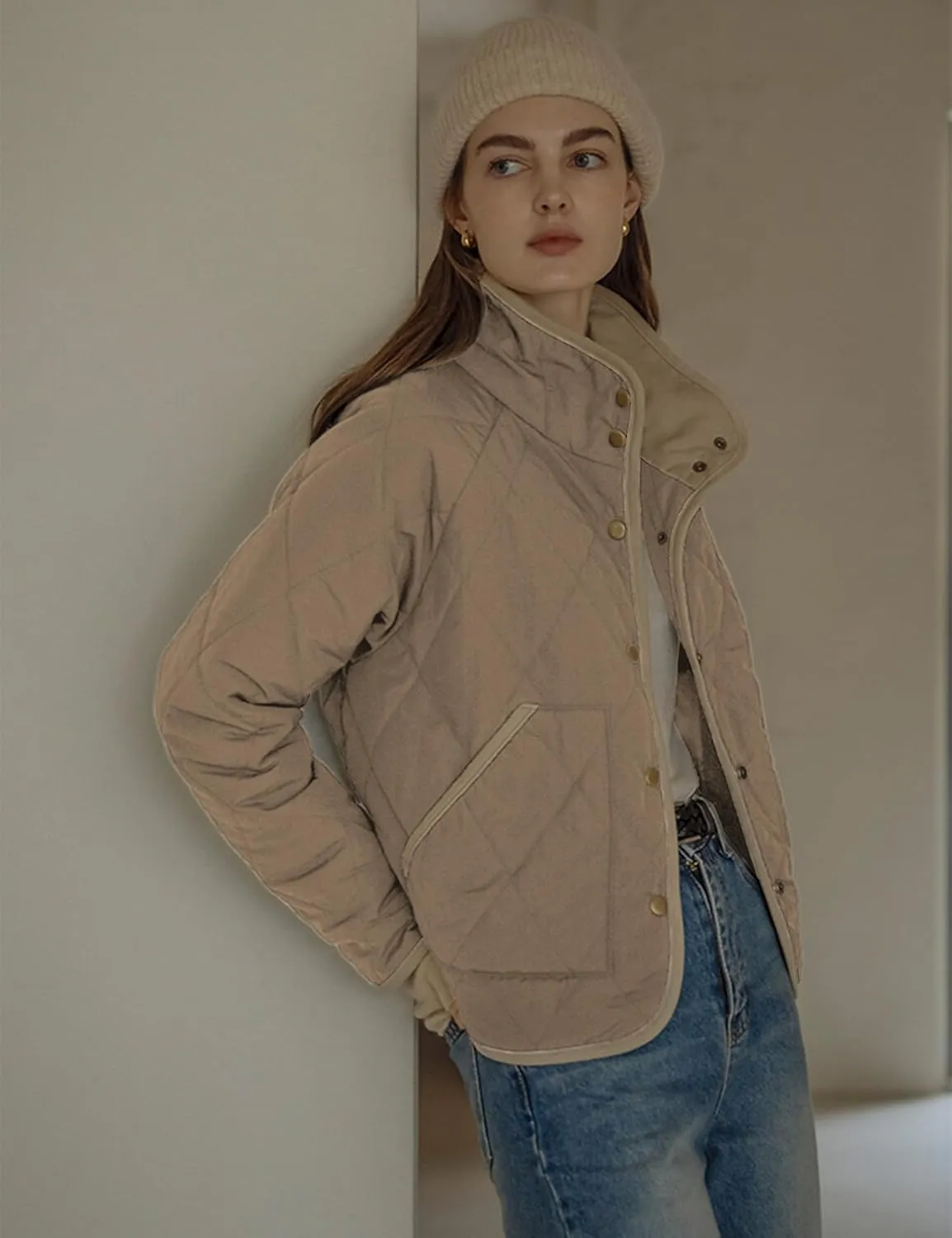 Faleave Women's Quilted Jacket Button Down Puffer Jacket Lightweight Coats Padded Outwear with Pockets