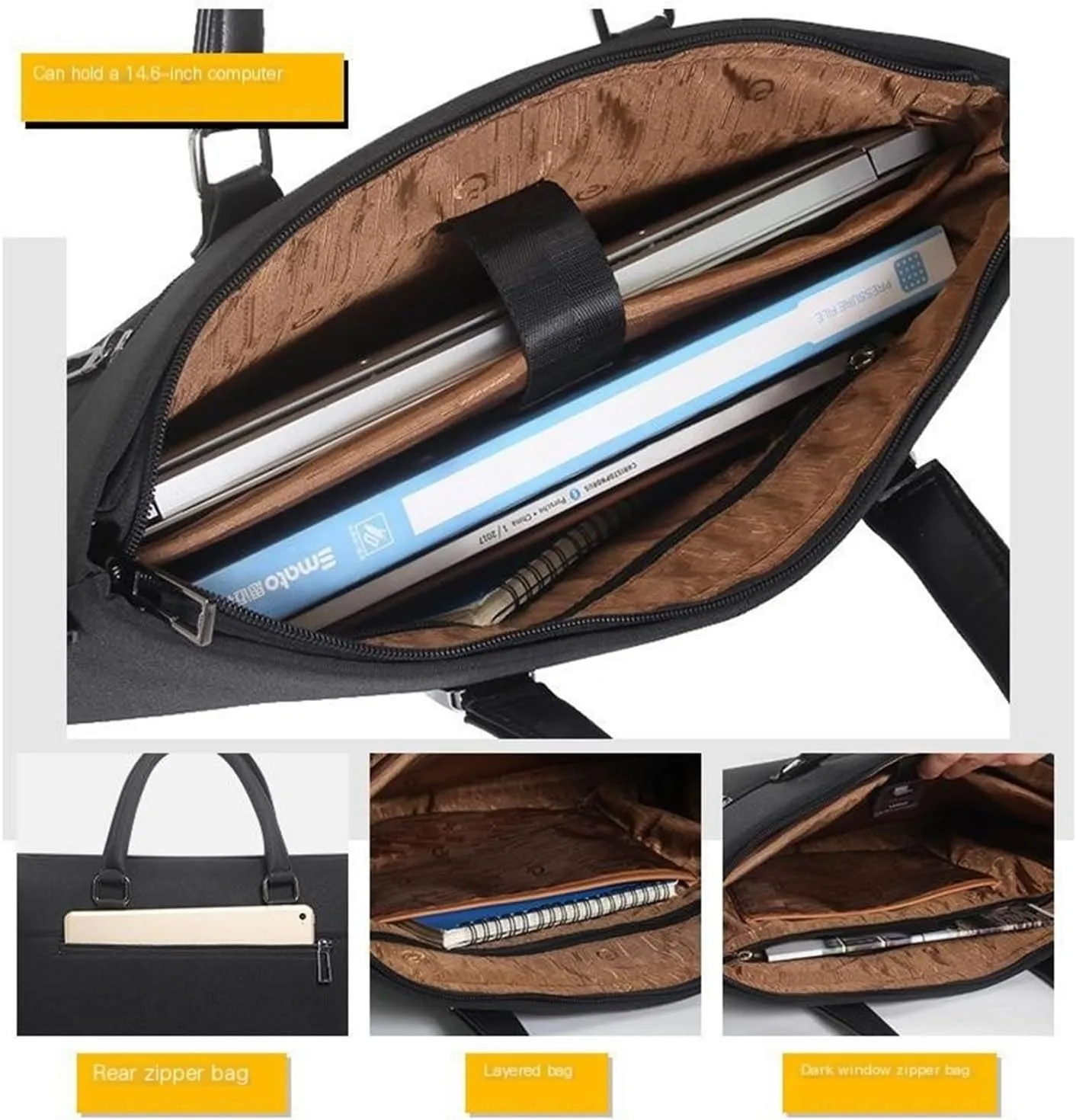 Fashion File Bag, Waterproof Conference Shoulder Bag, Thickened Business Handbag, Large Capacity Office Bag