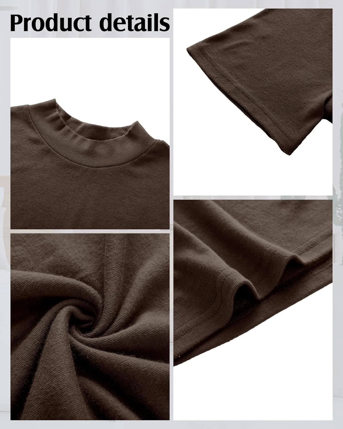 Ficerd 3 Pack Men's Mock Neck T Shirts, Cotton Short Sleeve Turtleneck Tee Shirts Slim Fit Basic Casual Solid Undershirt Tops