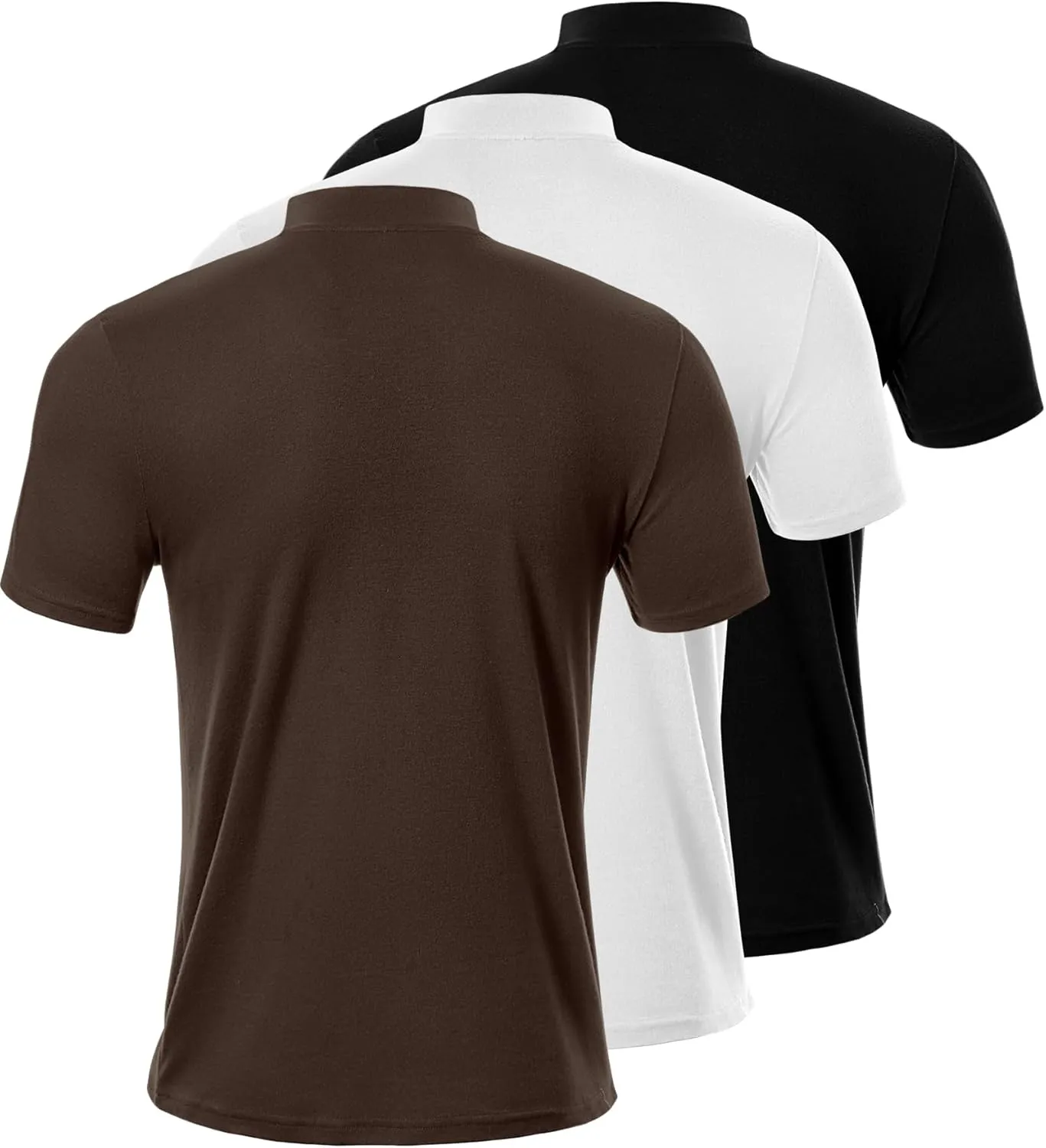 Ficerd 3 Pack Men's Mock Neck T Shirts, Cotton Short Sleeve Turtleneck Tee Shirts Slim Fit Basic Casual Solid Undershirt Tops