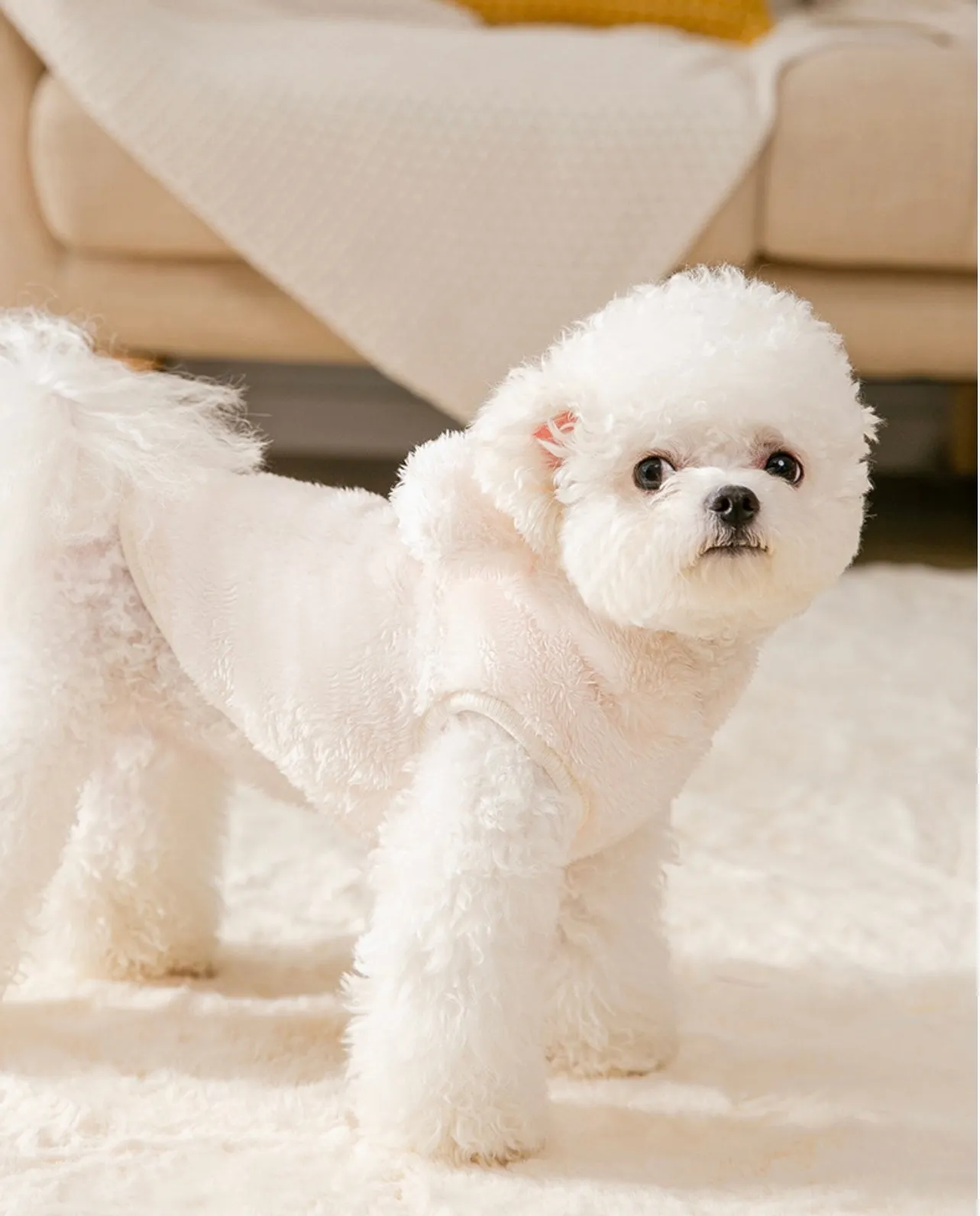 Fluffy Soft Fleece Vest Dog Winter Cloth_ White Bear