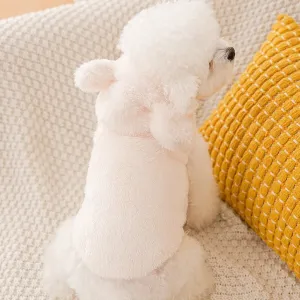 Fluffy Soft Fleece Vest Dog Winter Cloth_ White Bear