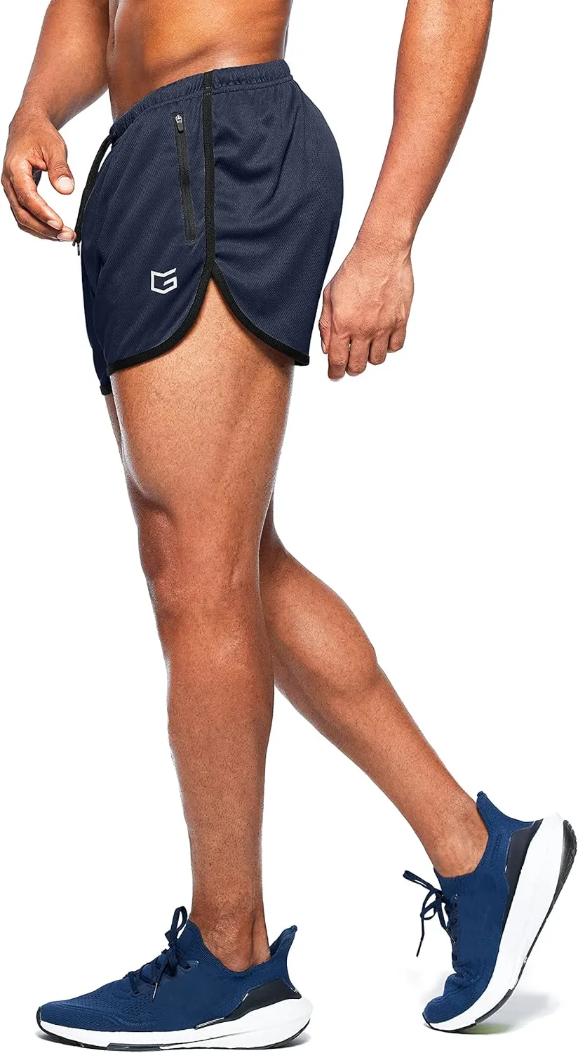 G Gradual Men's Running Shorts 3 Inch Quick Dry Gym Athletic Jogging Shorts with Zipper Pockets