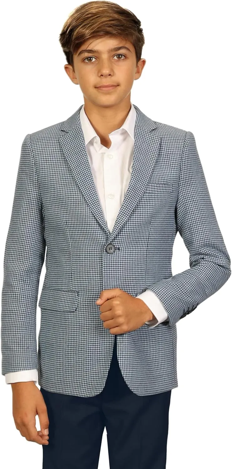 Gioberti Boys and Kids Houndstooth Fully Lined Blazer Jacket