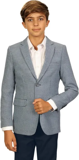 Gioberti Boys and Kids Houndstooth Fully Lined Blazer Jacket