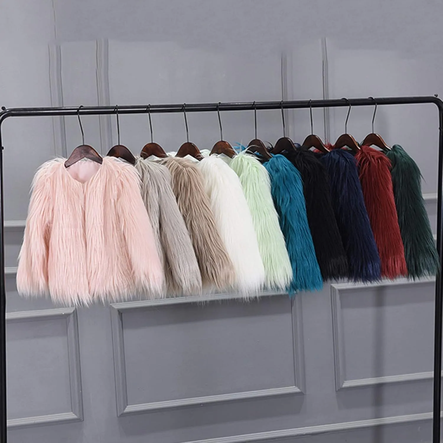 Girls Faux-Fur Jacket Winter Shaggy Dress Coats Thick Warm Fashion Purple Cool Clothes Costume Kids 3-10 Years