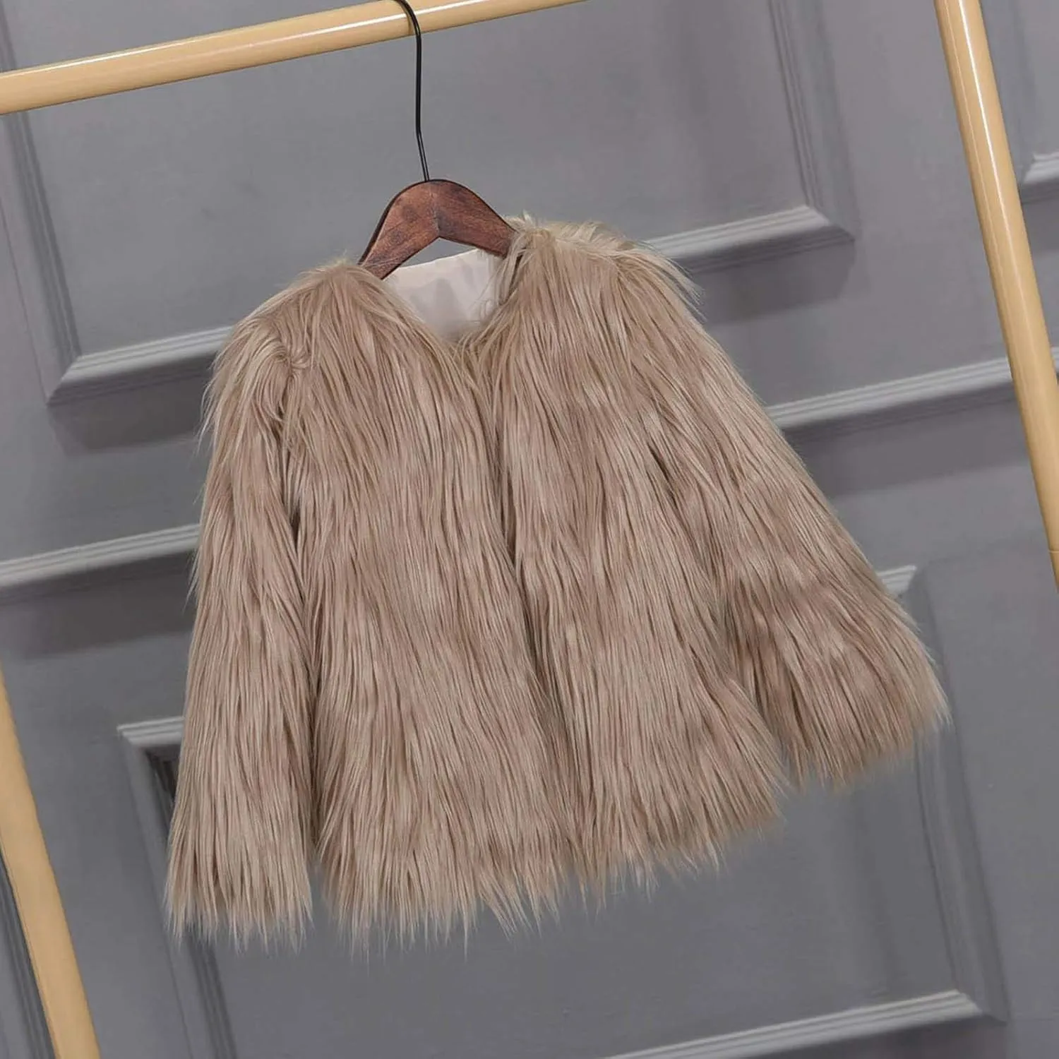 Girls Faux-Fur Jacket Winter Shaggy Dress Coats Thick Warm Fashion Purple Cool Clothes Costume Kids 3-10 Years
