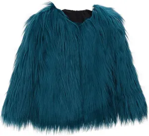 Girls Faux-Fur Jacket Winter Shaggy Dress Coats Thick Warm Fashion Purple Cool Clothes Costume Kids 3-10 Years