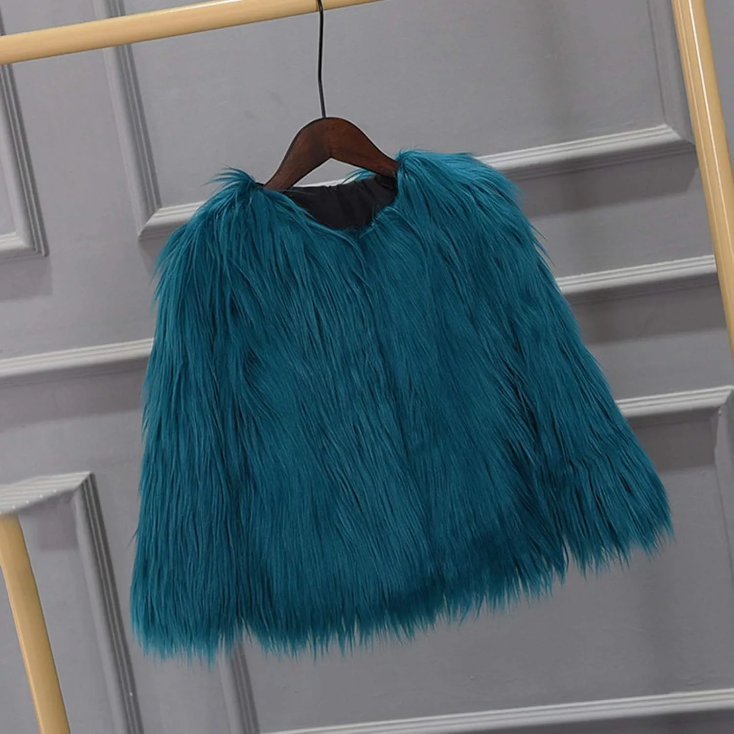 Girls Faux-Fur Jacket Winter Shaggy Dress Coats Thick Warm Fashion Purple Cool Clothes Costume Kids 3-10 Years