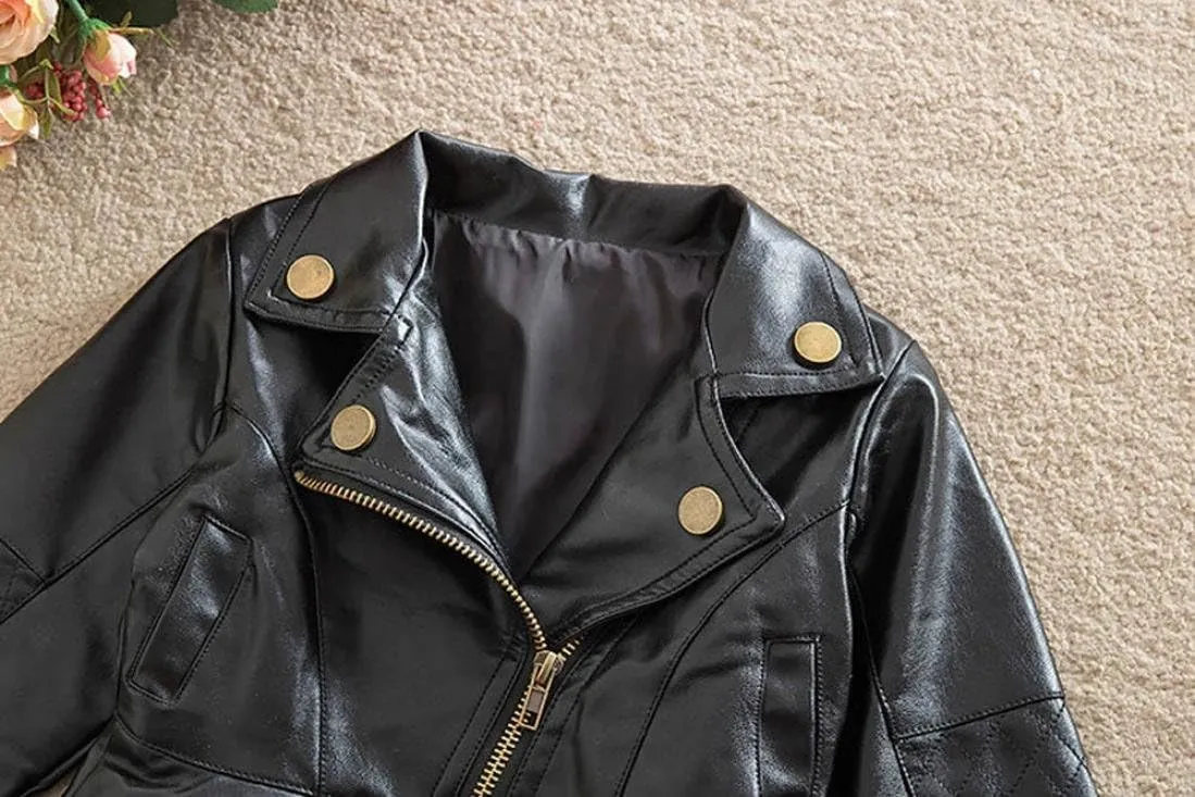 Girls Short Jacket Coat 1-4 Years Old,Fashion Infant Toddler Girls Kids Autumn Winter Leather Zipper Outerwear