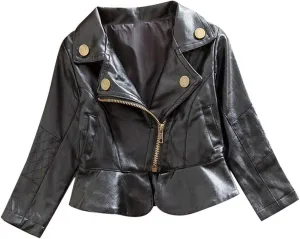 Girls Short Jacket Coat 1-4 Years Old,Fashion Infant Toddler Girls Kids Autumn Winter Leather Zipper Outerwear