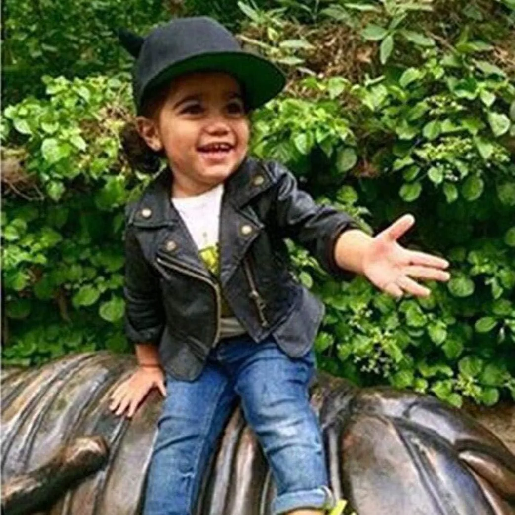 Girls Short Jacket Coat 1-4 Years Old,Fashion Infant Toddler Girls Kids Autumn Winter Leather Zipper Outerwear