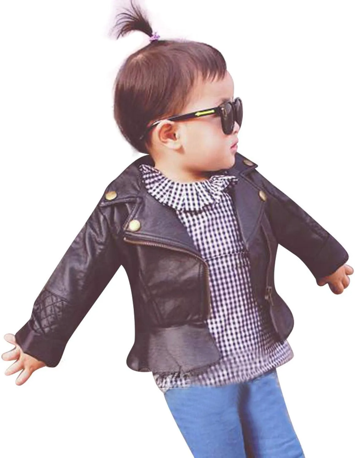 Girls Short Jacket Coat 1-4 Years Old,Fashion Infant Toddler Girls Kids Autumn Winter Leather Zipper Outerwear