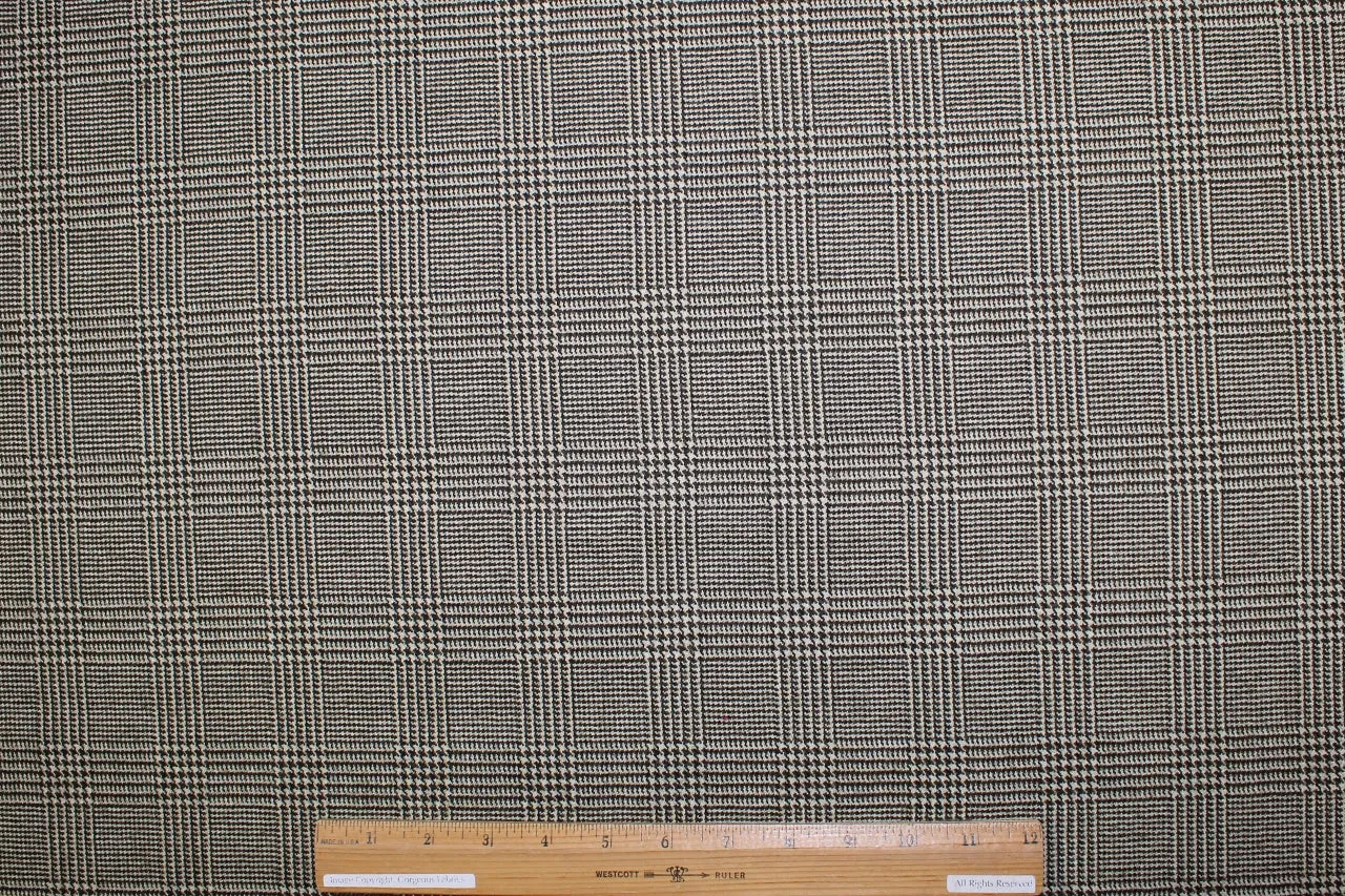 Glen Plaid Cashmere Blend Flannel - Brown/Cream