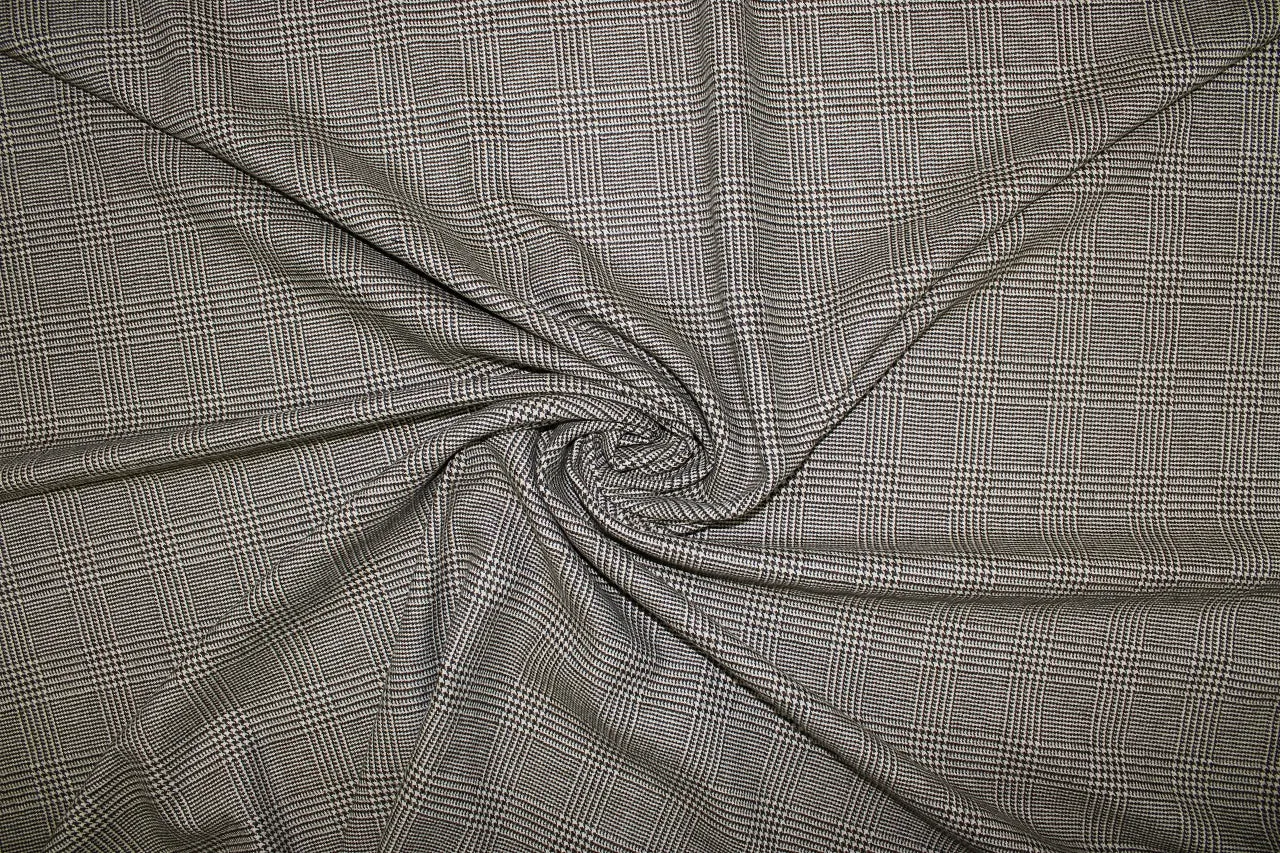 Glen Plaid Cashmere Blend Flannel - Brown/Cream