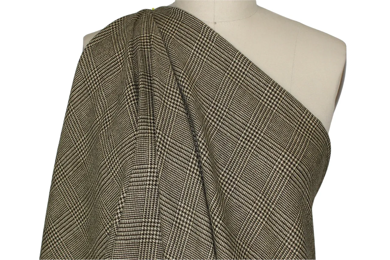 Glen Plaid Cashmere Blend Flannel - Brown/Cream