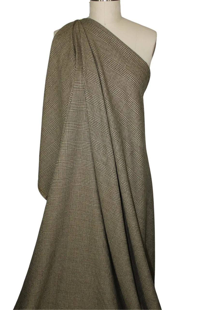 Glen Plaid Cashmere Blend Flannel - Brown/Cream