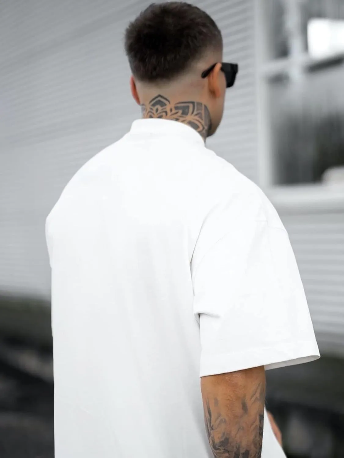 GORGLITTER Men's Crewneck T Shirt Letter Graphic Short Sleeve Casual Drop Shoulder Oversized Tee