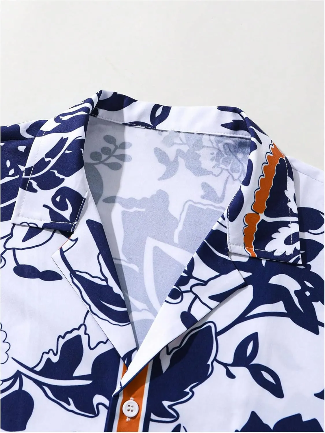 GORGLITTER Men's Vacation Beach Outfits 2 Piece Shorts Set Floral Hawaiian Button Down Shirt and Shorts