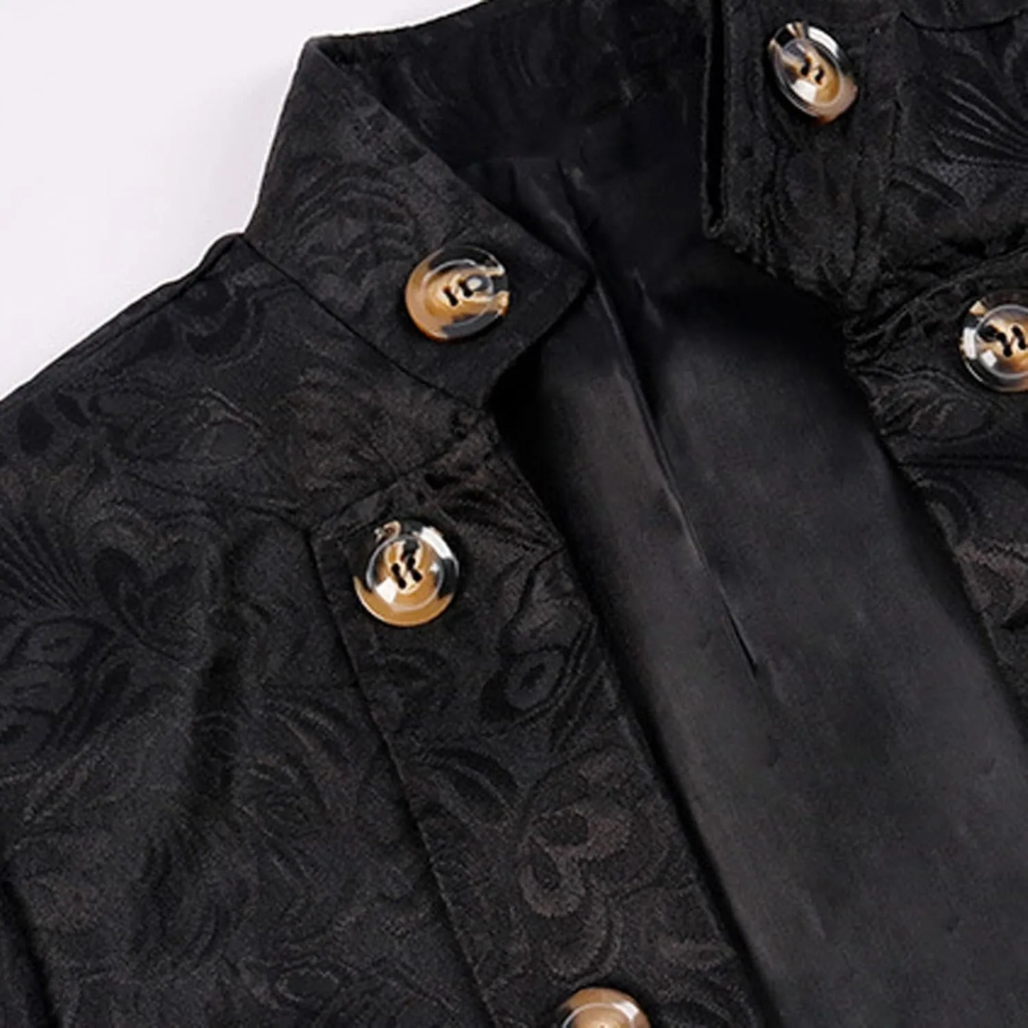 Gothic Embroidery Jacket for Men Steampunk Overcoat Double-Breasted Outwear Vintage Trench Coat Halloween Costume