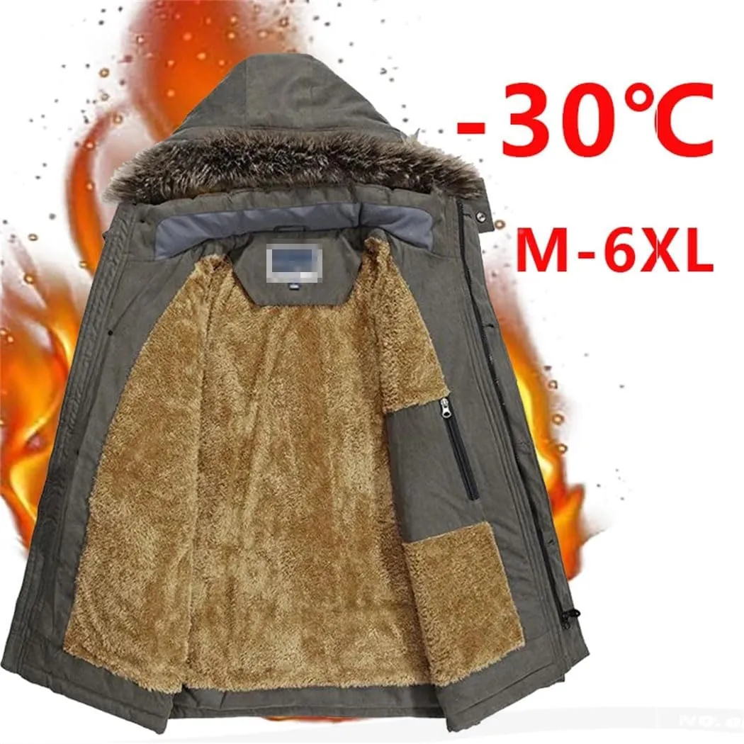 Haitpant Men Winter Jacket Cotton Padded Warm Coat Military Hooded Fleece Parkas Thick Long Outwear Windbreaker Jackets