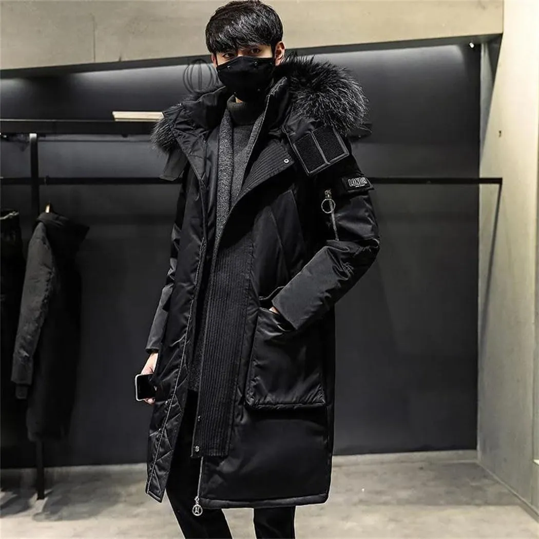 Haitpant Winter Korean Men Parka Thicken Over The Knee Long Down Jacket Trendy Fur Collar Streetwear Coat