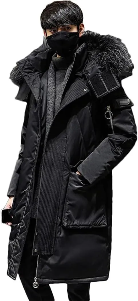 Haitpant Winter Korean Men Parka Thicken Over The Knee Long Down Jacket Trendy Fur Collar Streetwear Coat