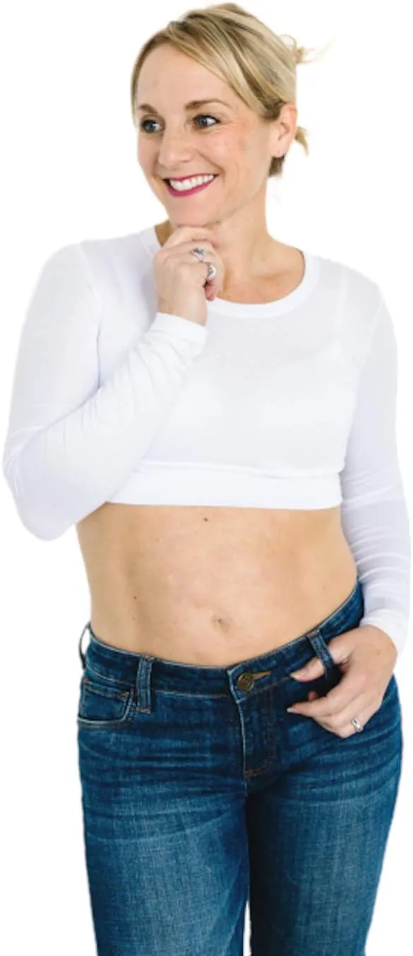 HALFTEE Crew Neck Long Sleeve Layering Tee | Crop Tops for Women & Teens | XS - 6X