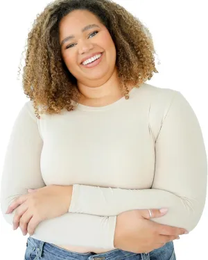 HALFTEE Crew Neck Long Sleeve Layering Tee | Crop Tops for Women & Teens | XS - 6X