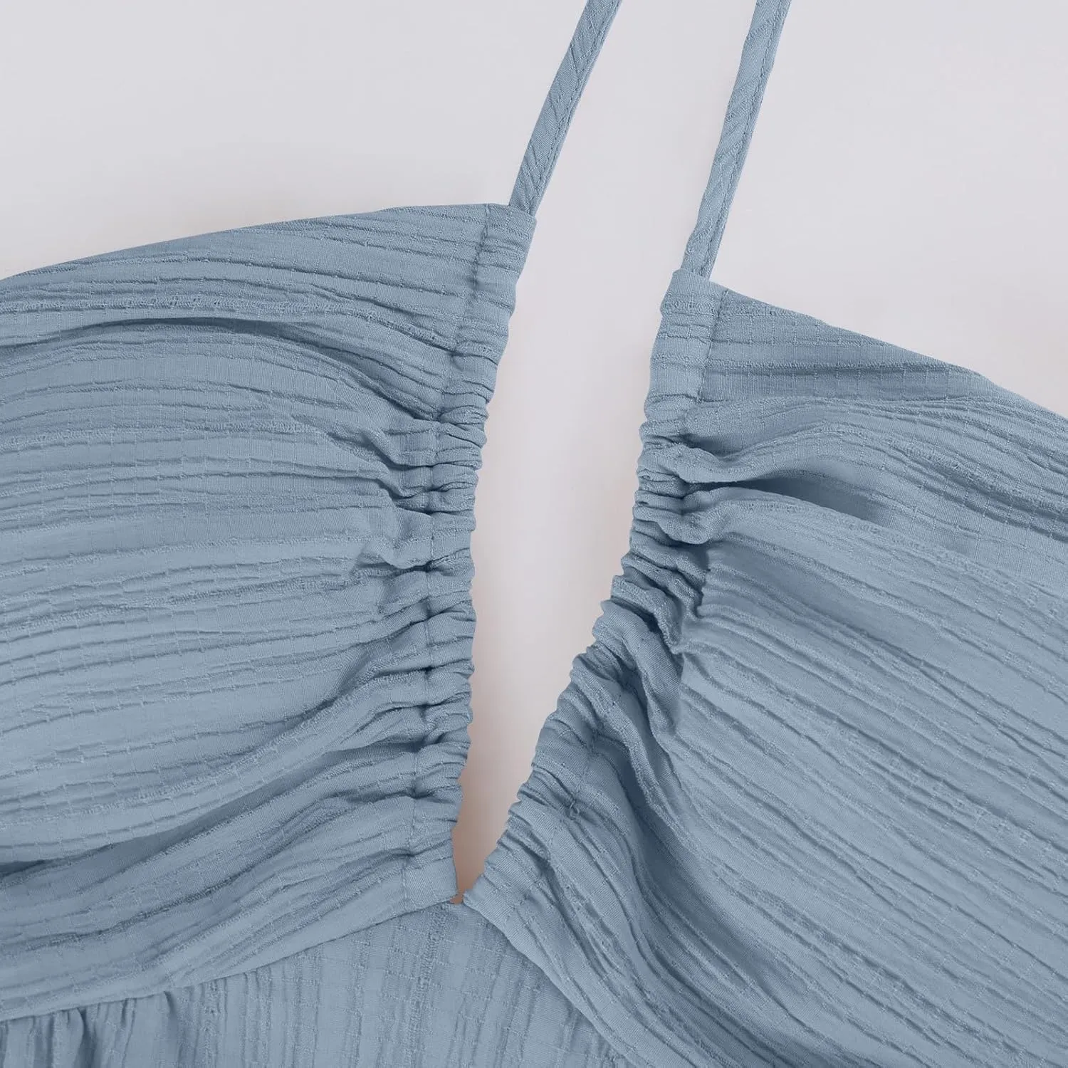 Halter Maxi Dresses for Women 2025 Elegant V Neck Spaghetti Strap Dress Casual Boho Tiered Hem a Line Corset Sundress