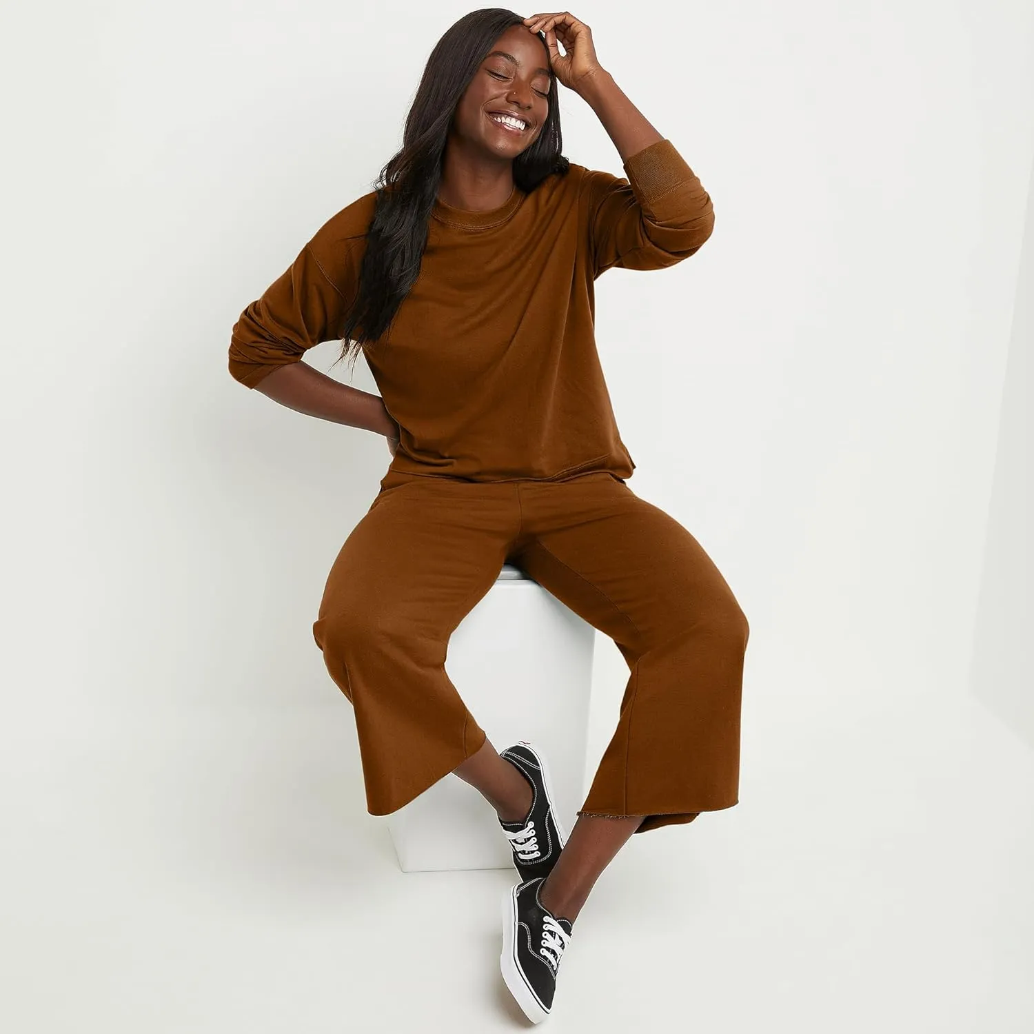 Hanes Women's Originals French Terry, Lightweight Fleece Pullover Sweatshirt, Available in Plus