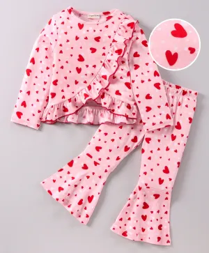 Hearts Frill Top and Bootcut Pants Set