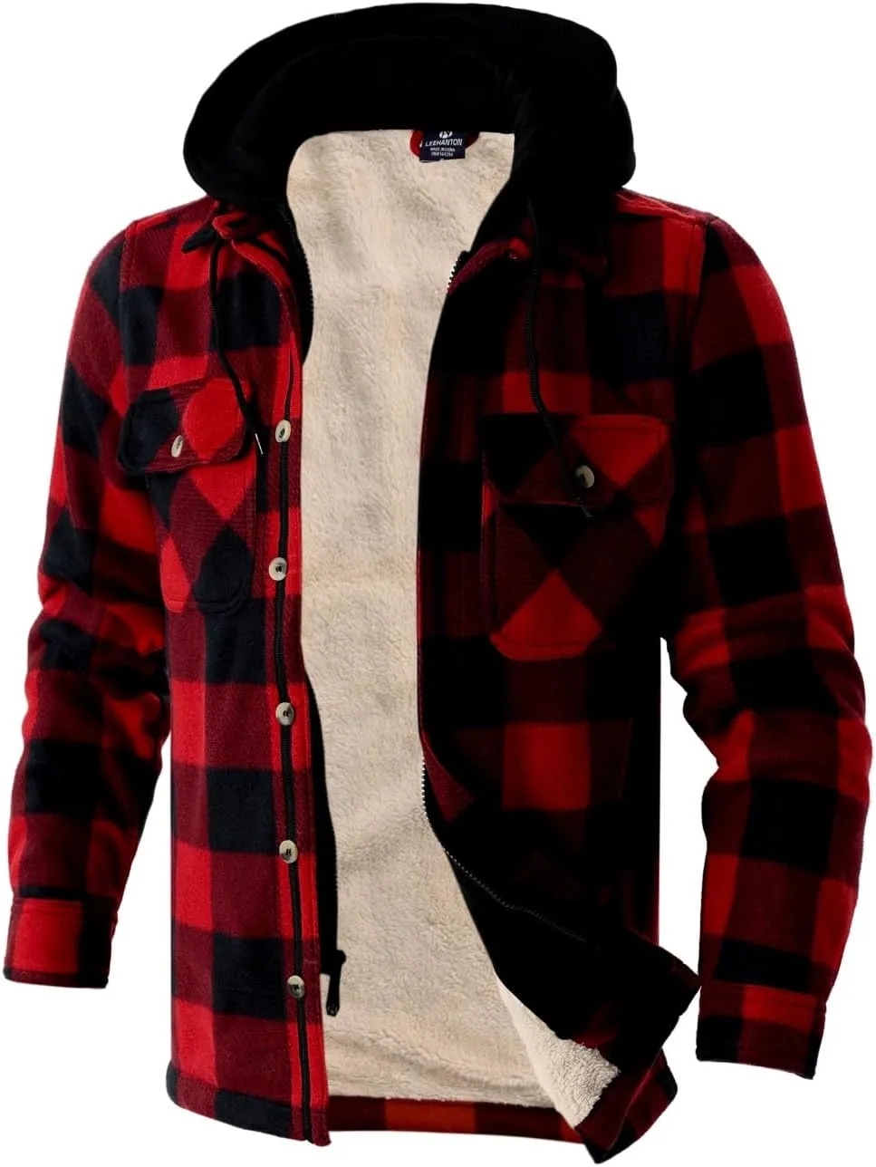 Heavyweight Hoodies for Men Jackets Comfy Sherpa Lined Zip Up Hoodie Coats with Pockets Outerwear