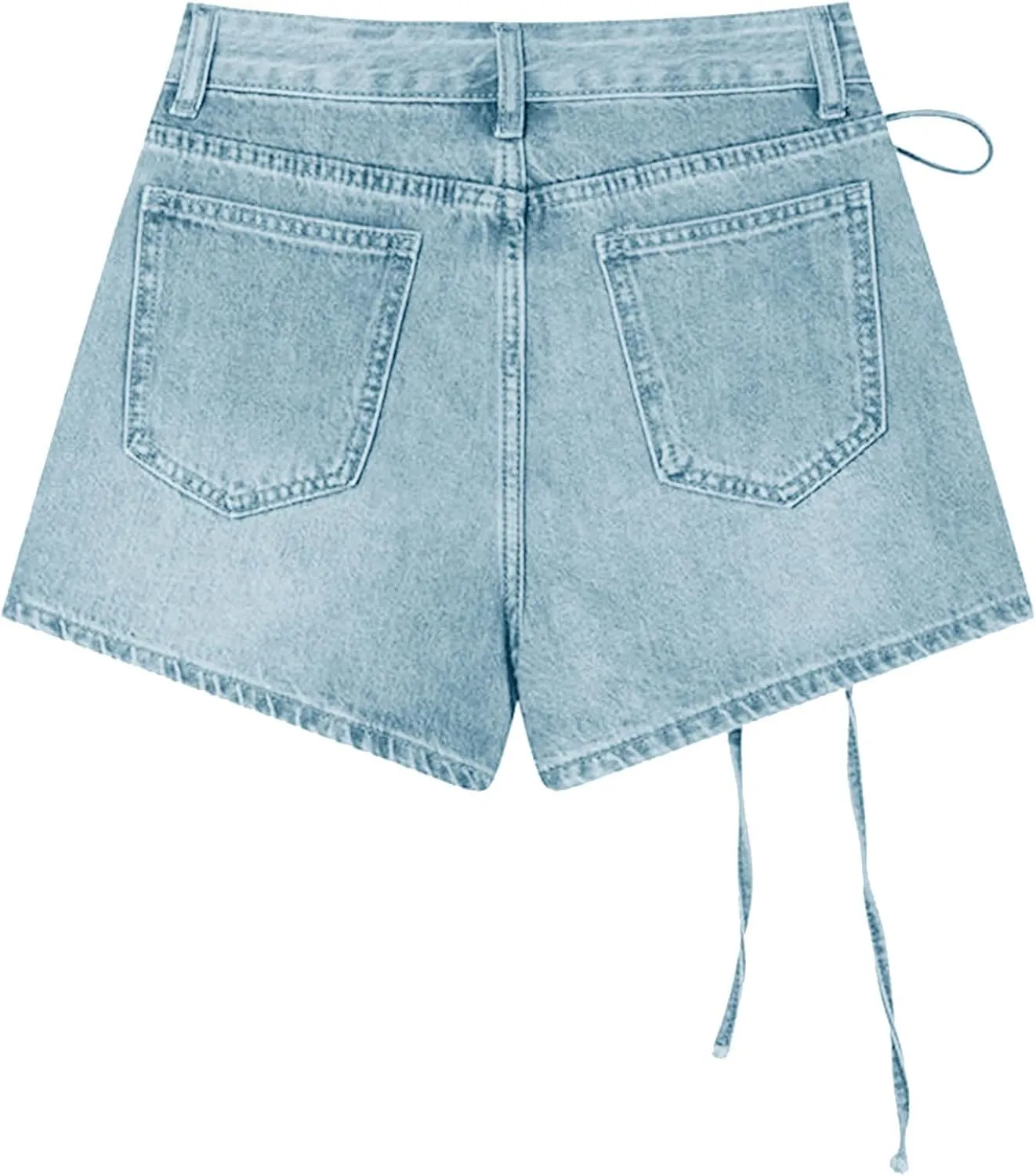HGps8w Women's Summer Denim Mini Skirt Chic Wrap Tie Side High Waisted Skorts A-Line Short Jeans Skirts with Pockets