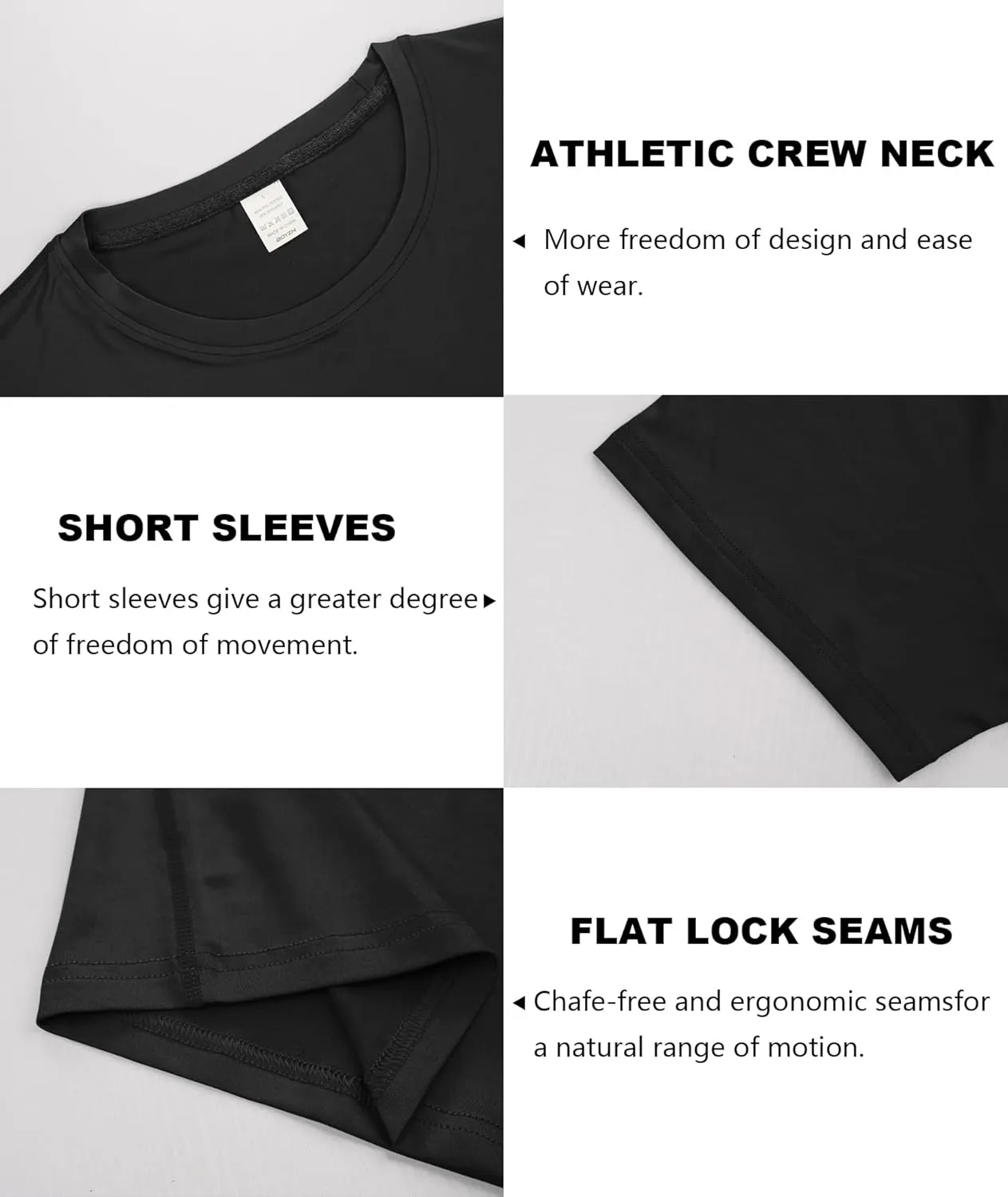 Holure Men's Compression/Loose Fit Tee Short Sleeve Sports Baselayer T-Shirts Cool Dry Tops (Pack of 1 or 3)