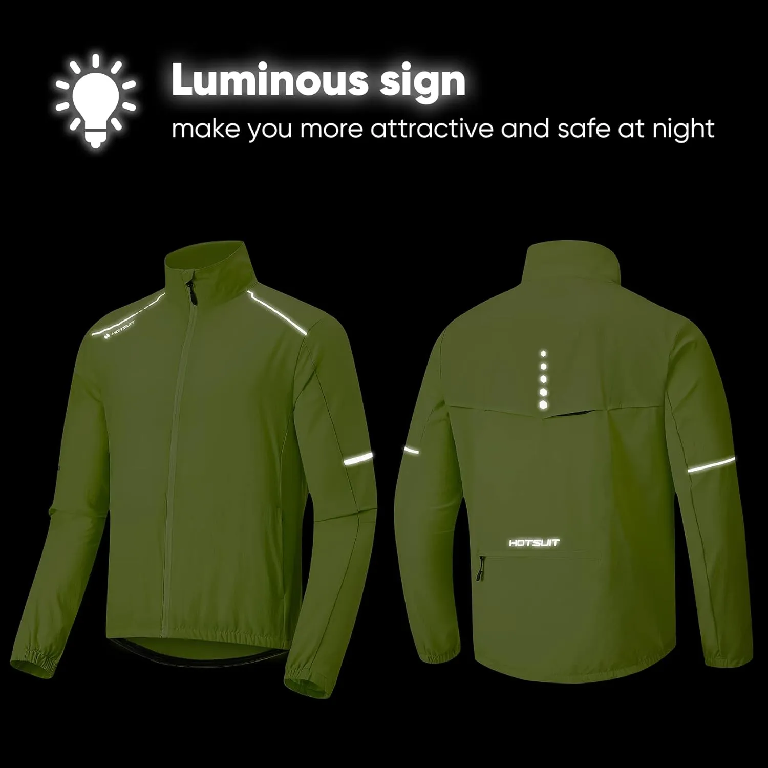 HOTSUIT Cycling Rain Jacket for Men Breathable Running Jacket Waterproof Biking Windbreaker