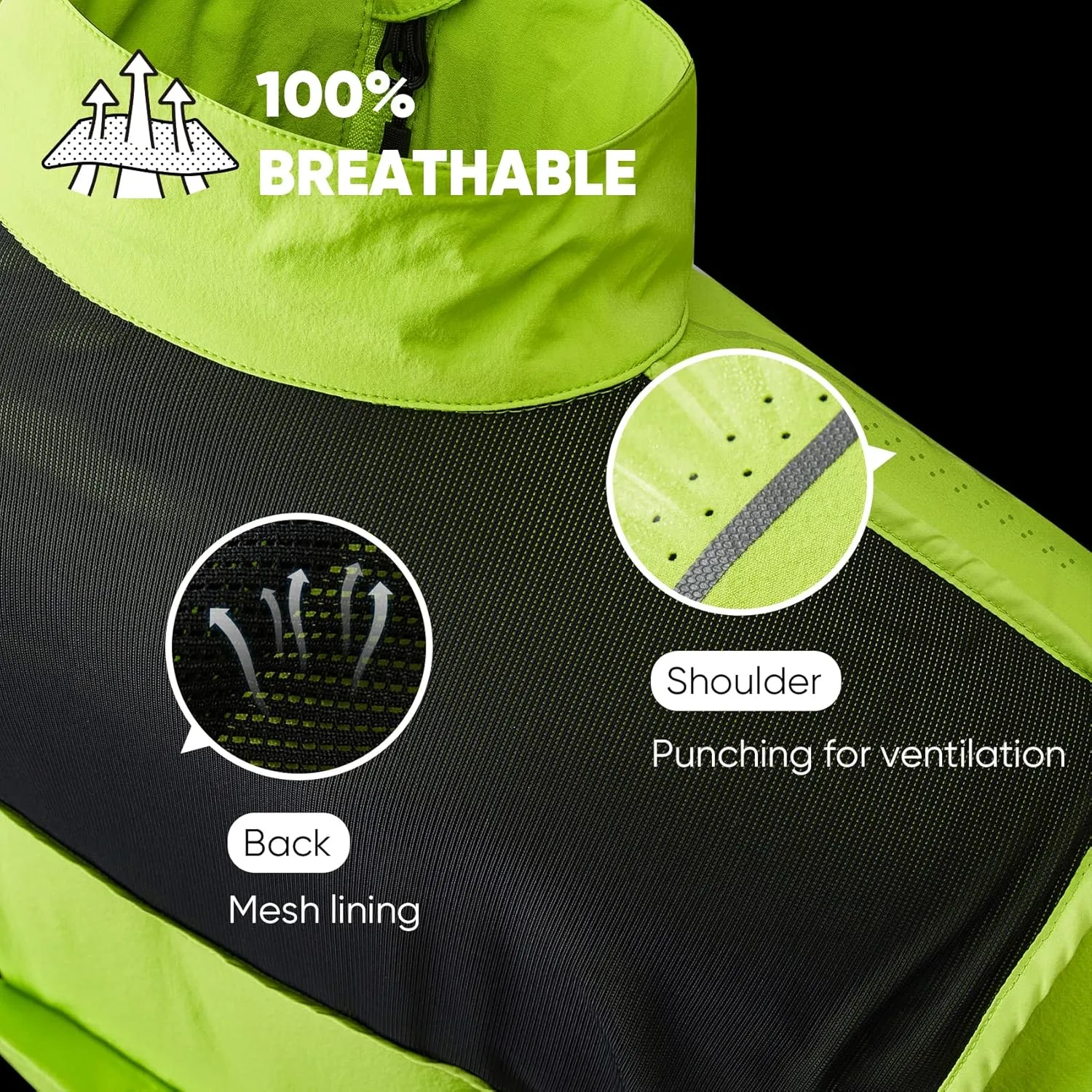 HOTSUIT Cycling Rain Jacket for Men Breathable Running Jacket Waterproof Biking Windbreaker