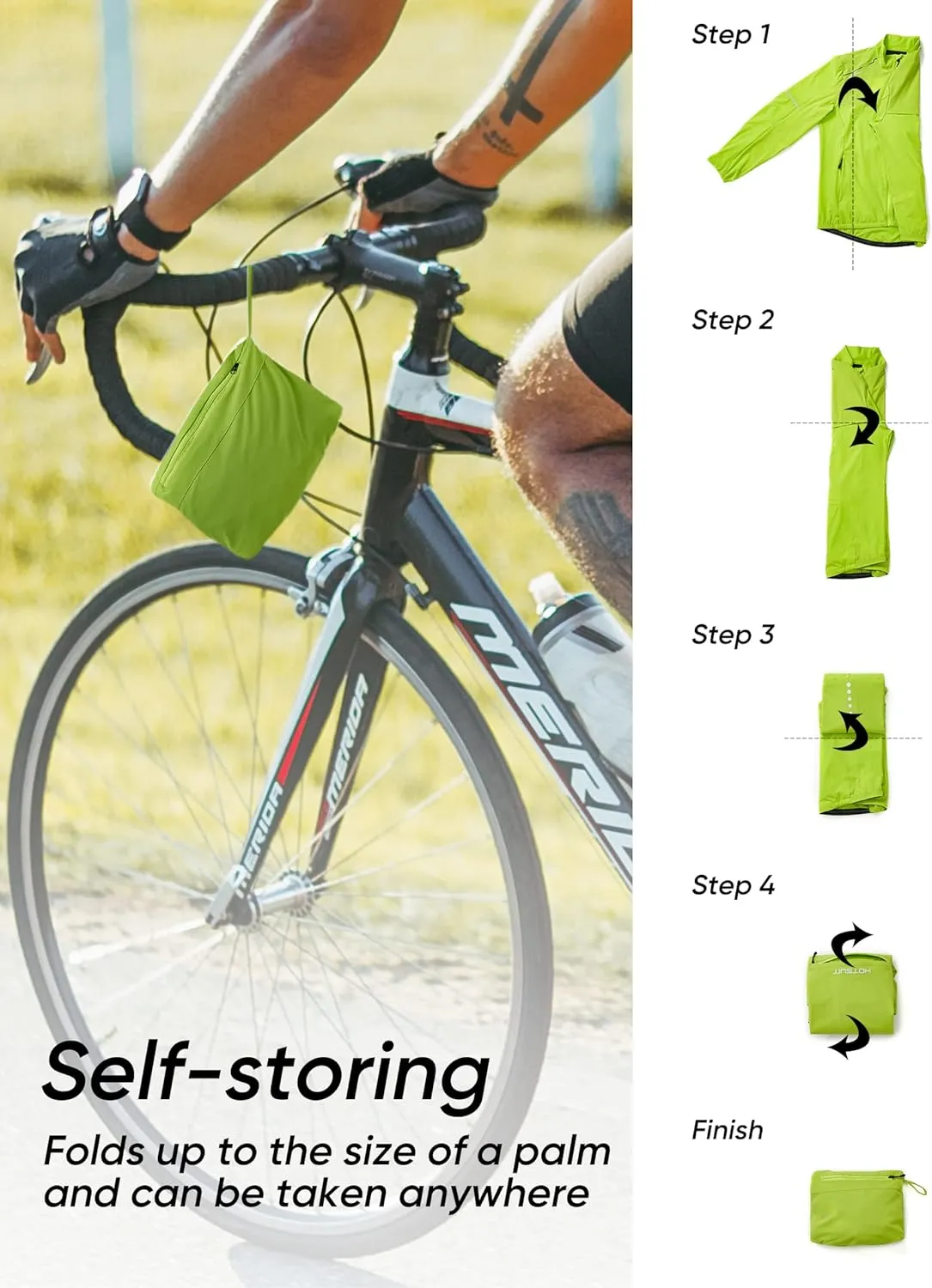 HOTSUIT Cycling Rain Jacket for Men Breathable Running Jacket Waterproof Biking Windbreaker
