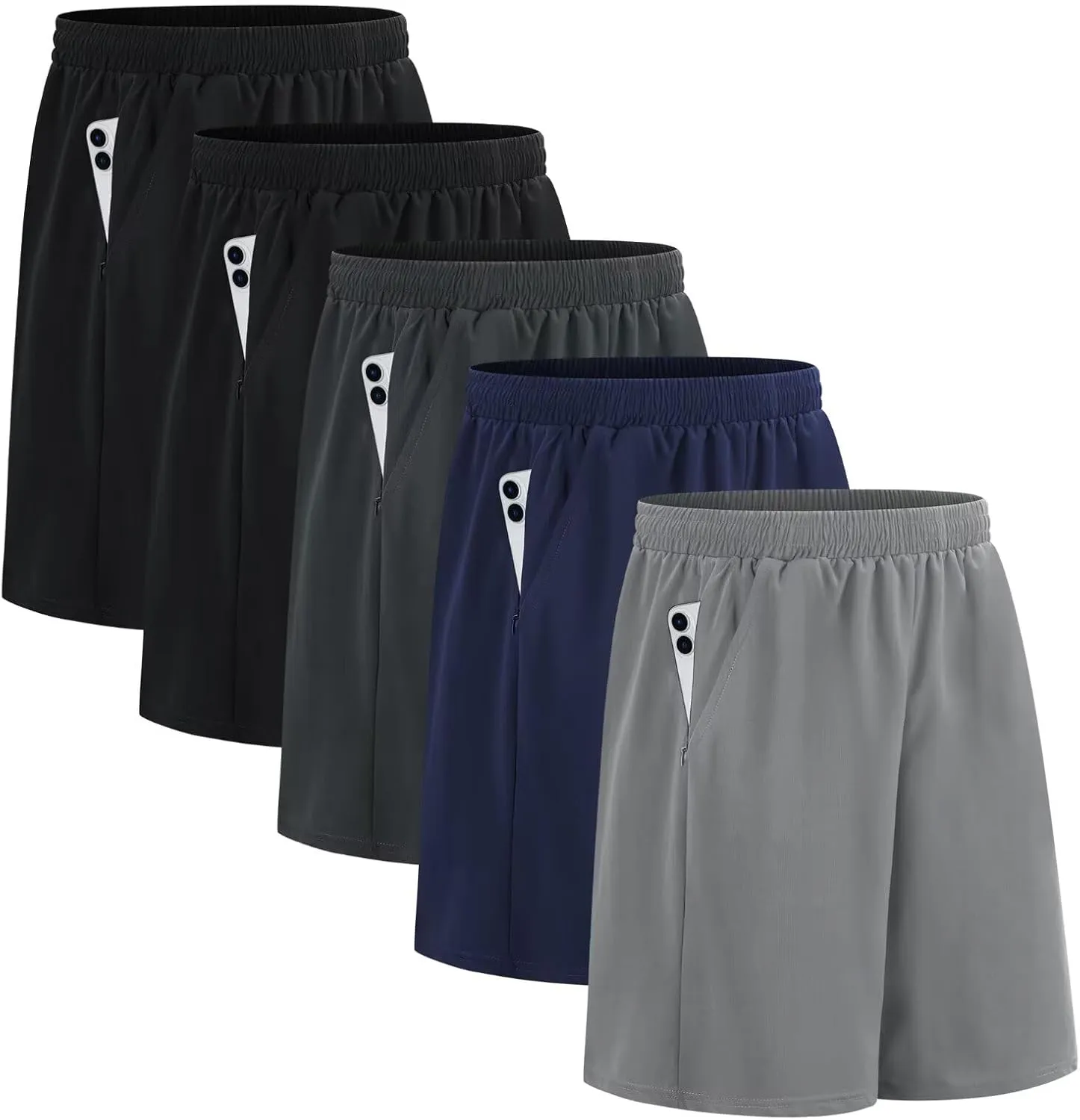 HQUEC Men's Athletic Shorts with Zipper Pockets Lightweight Quick Dry Basketball Workout Shorts for Running Casual