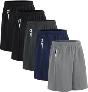 HQUEC Men's Athletic Shorts with Zipper Pockets Lightweight Quick Dry Basketball Workout Shorts for Running Casual