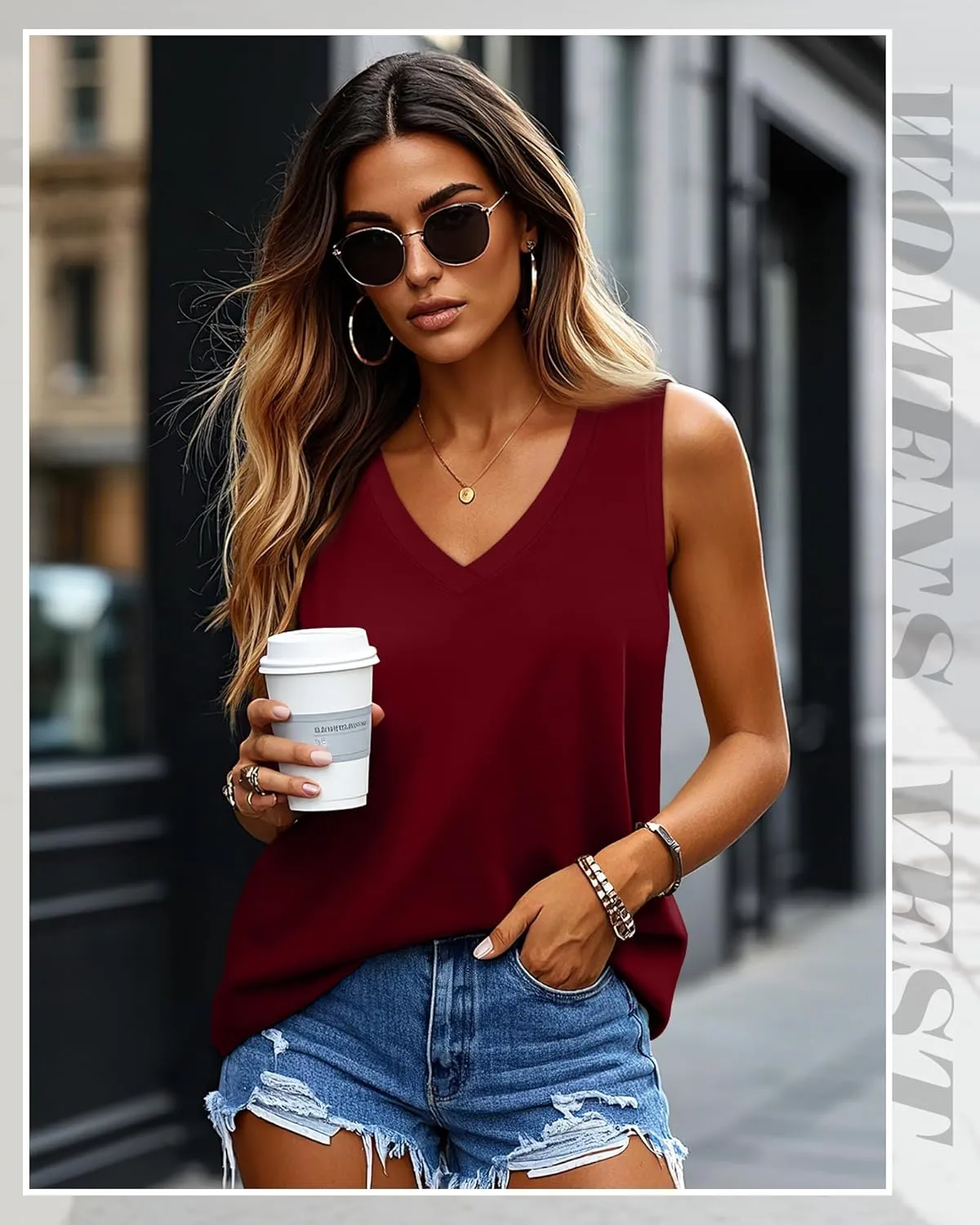 Huukeay 3 Pack Women's Tank Tops V Neck Loose Fit Casual Shirts Flowy Trendy Sleeveless Summer Basic Tee 2025 Fashion