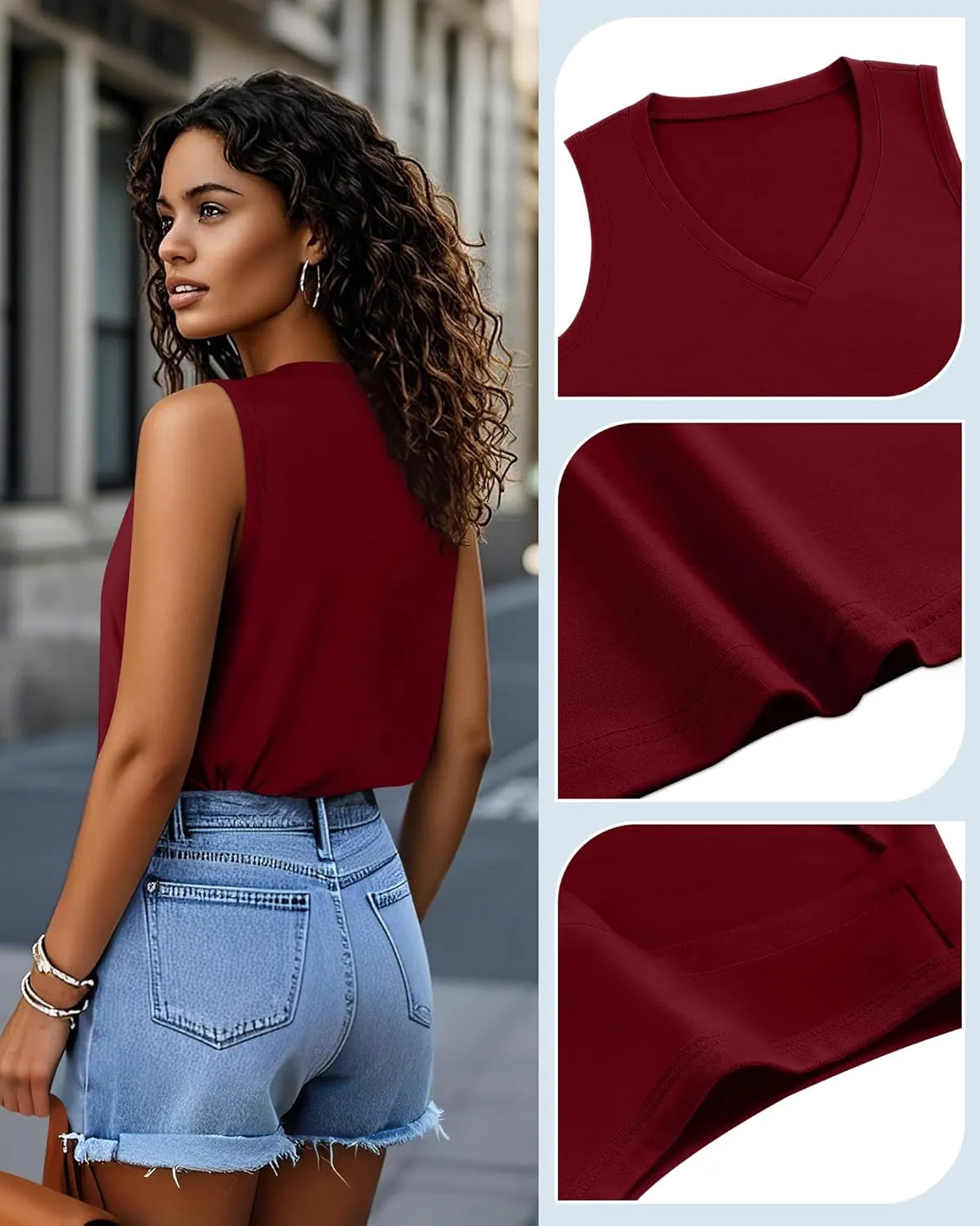 Huukeay 3 Pack Women's Tank Tops V Neck Loose Fit Casual Shirts Flowy Trendy Sleeveless Summer Basic Tee 2025 Fashion