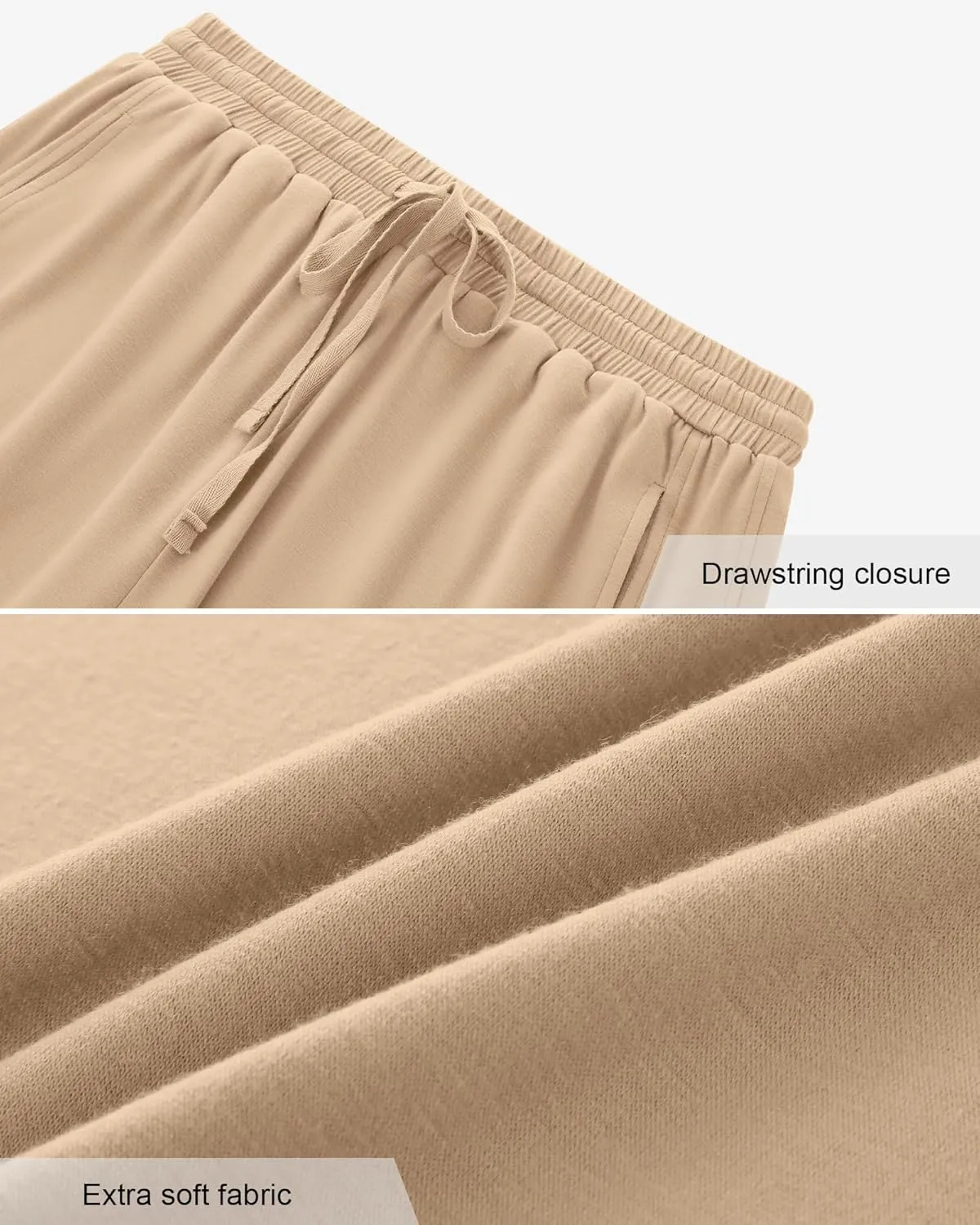 Huukeay 4 Pack Bermuda Shorts for Women Drawstring Elastic Waist Sweat Cotton Wide Leg Long Shorts