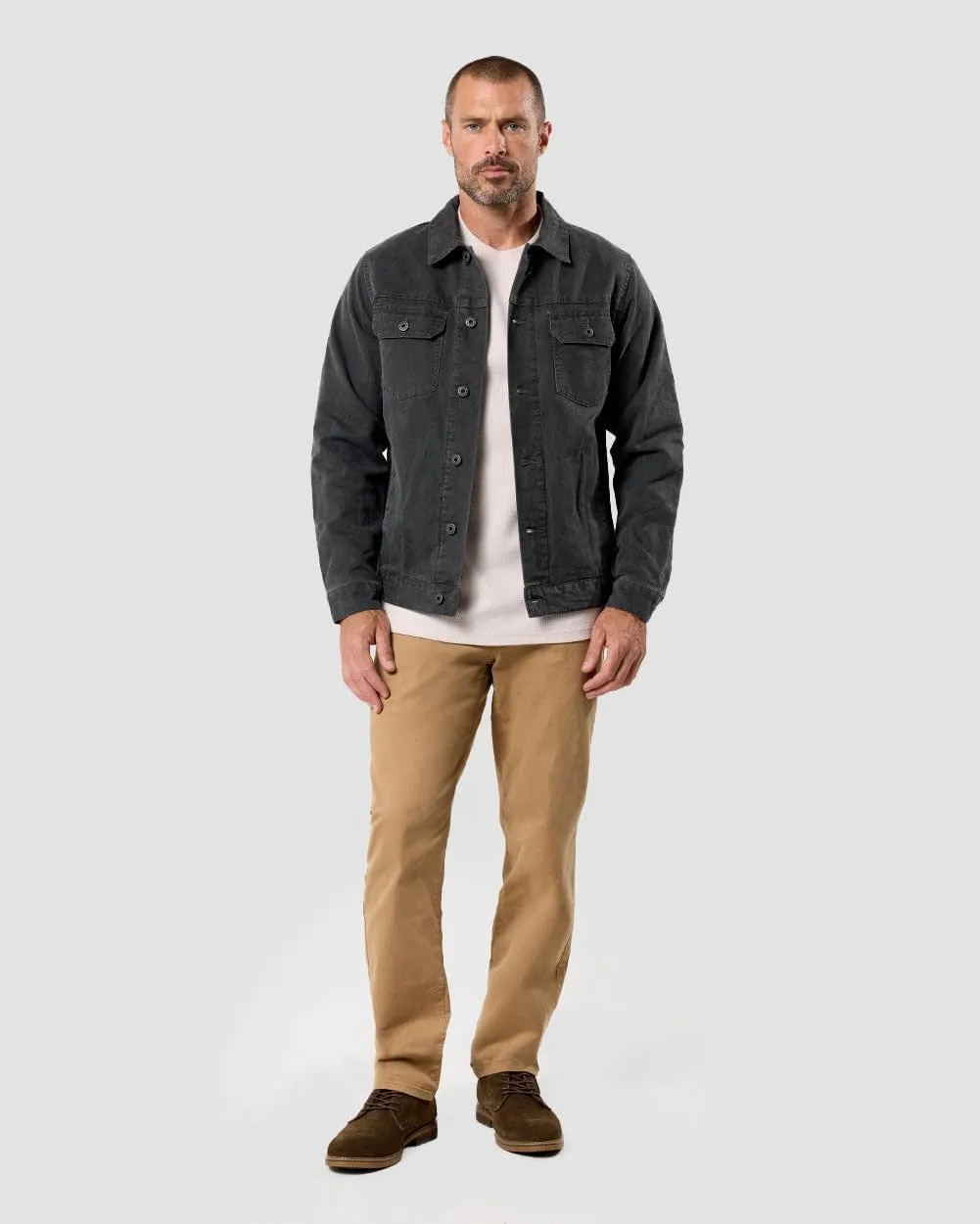 INTO THE AM Tradesman Trucker Jacket Men S-4XL Flannel Lined Workwear Cotton Canvas Jacket