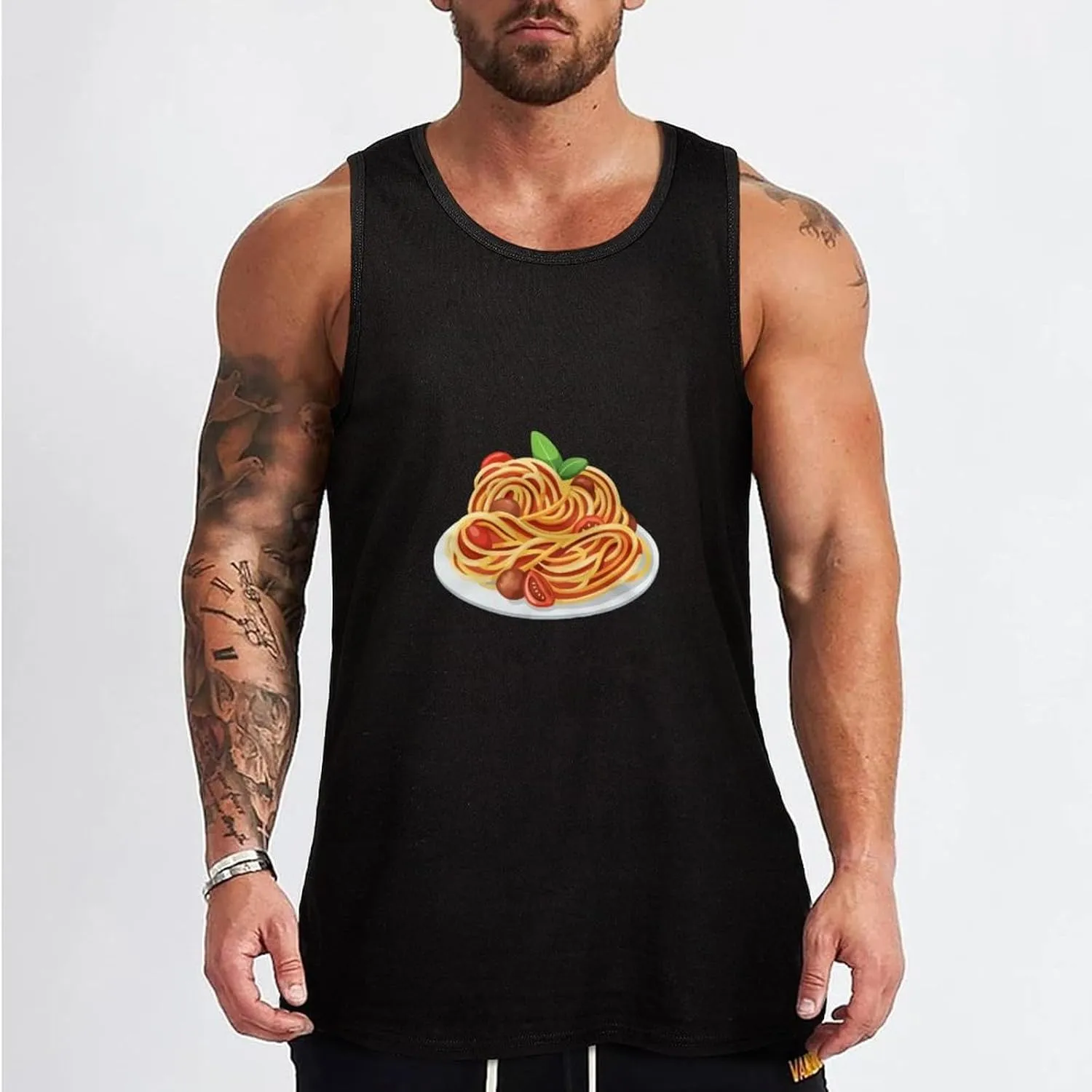 Italy Pasta Noodle Men's Sleeveless Muscle Shirts Workout Tank Top Graphics Tee T Shirt