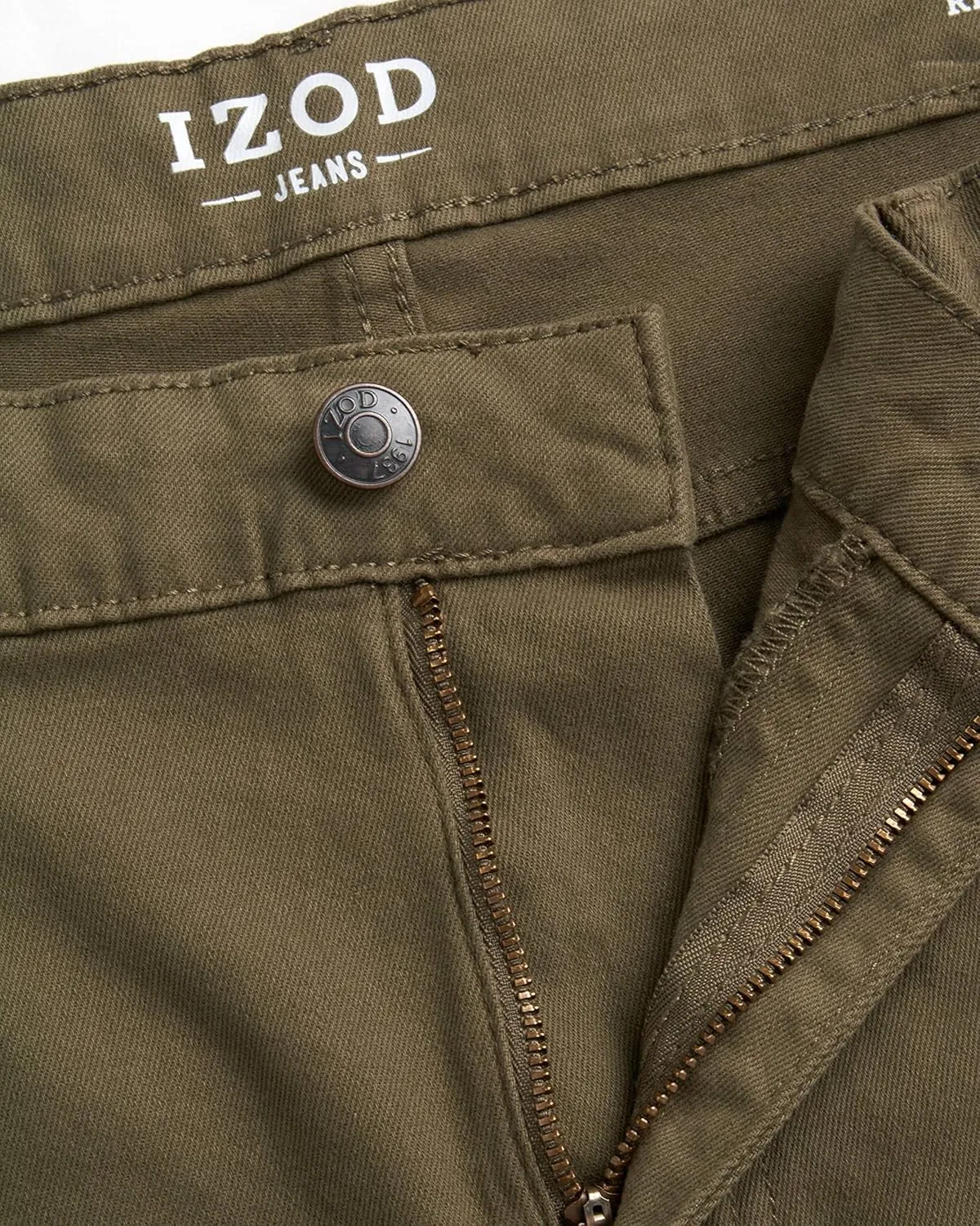 IZOD Men's Relaxed Fit Jeans - Classic 5-Pocket Comfort Stretch Denim - Straight Leg Casual Work Pants for Men
