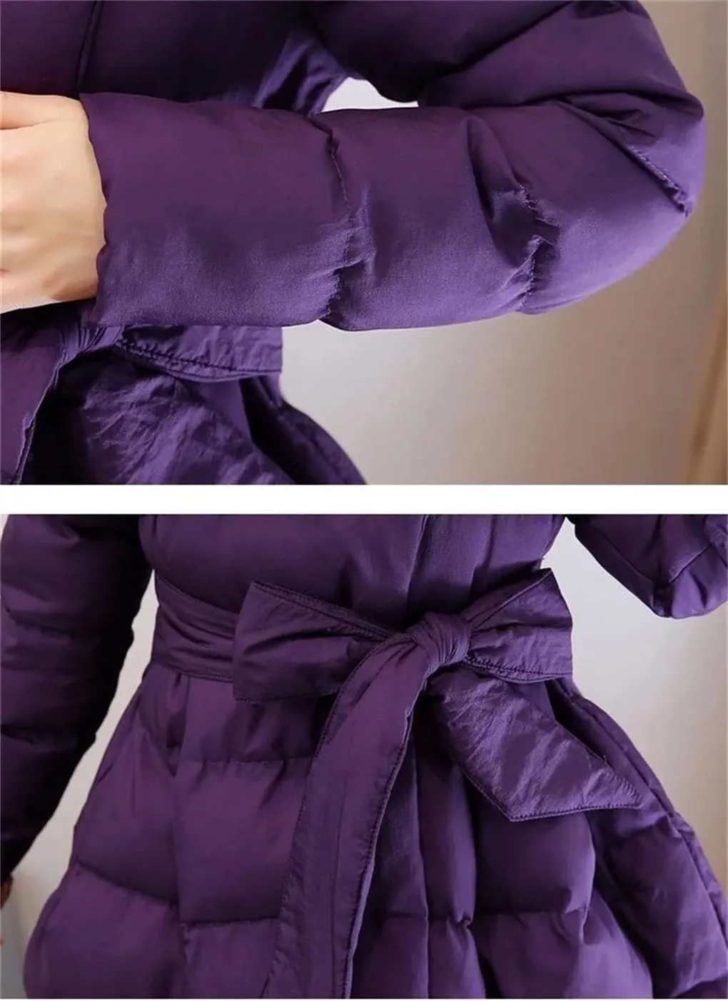 Jackets for Women Long Coat Women Parkas Warm Padded Cotton Jacket with Belt Womens Clothing Outwear
