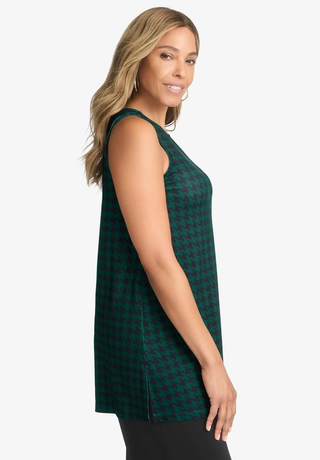 Jessica London Women's Plus Size Knit Tunic Tank Long Sleeveless Blouse