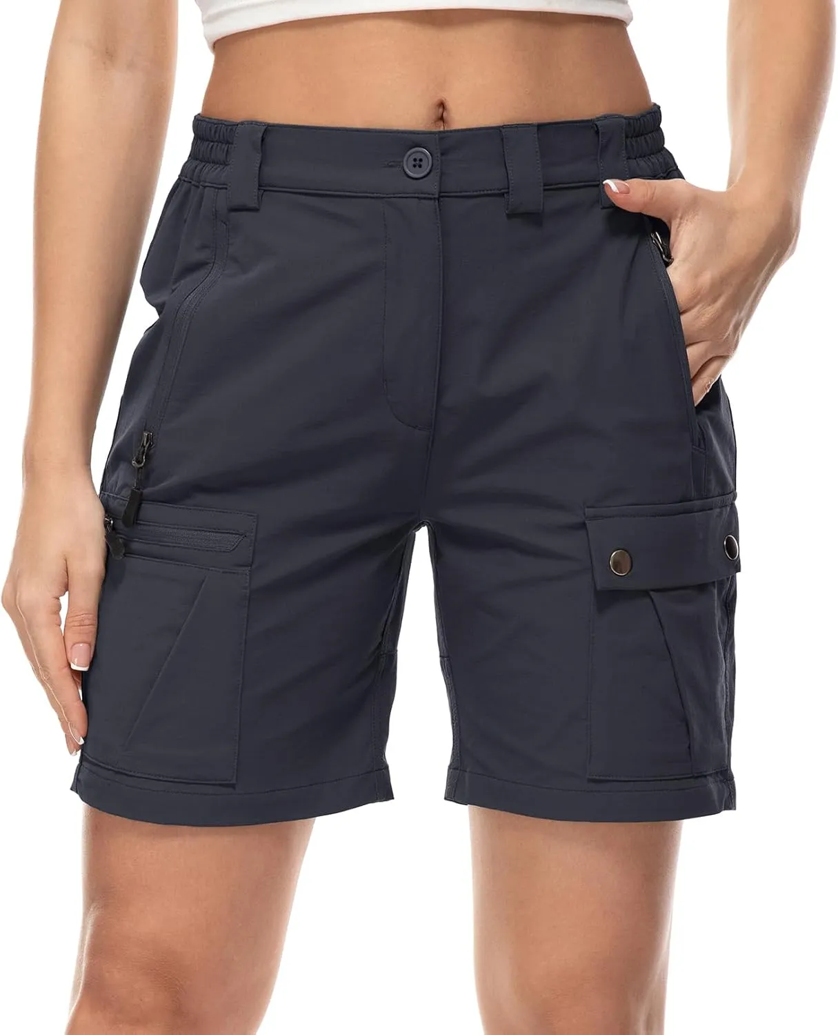 Jessie Kidden Womens Stretch Cargo Hiking Shorts Quick Dry Elastic Waist 7" Casual Shorts for Women