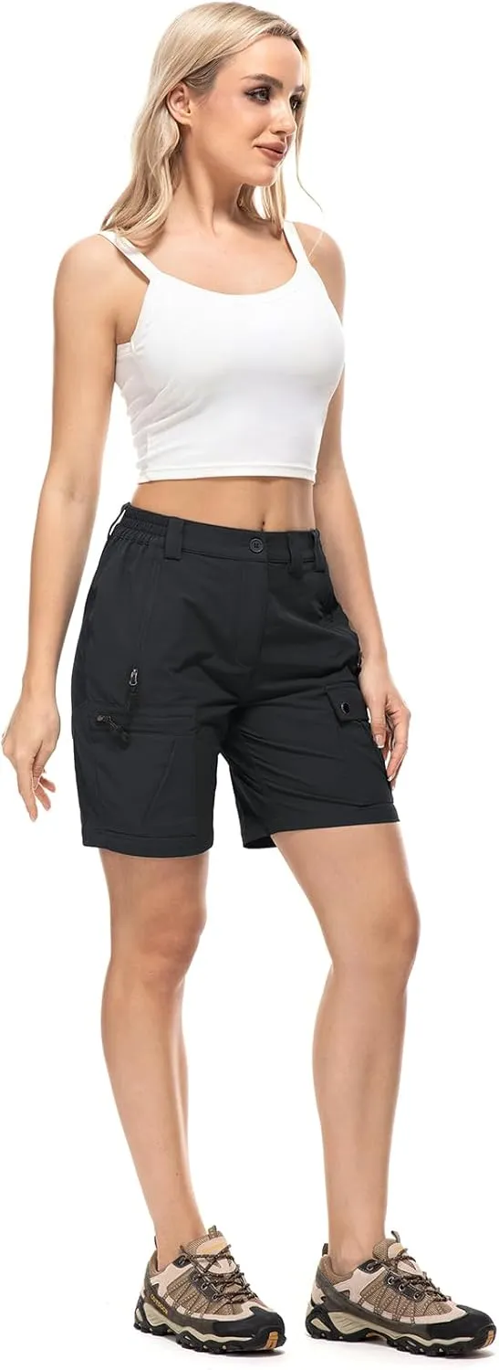 Jessie Kidden Womens Stretch Cargo Hiking Shorts Quick Dry Elastic Waist 7" Casual Shorts for Women